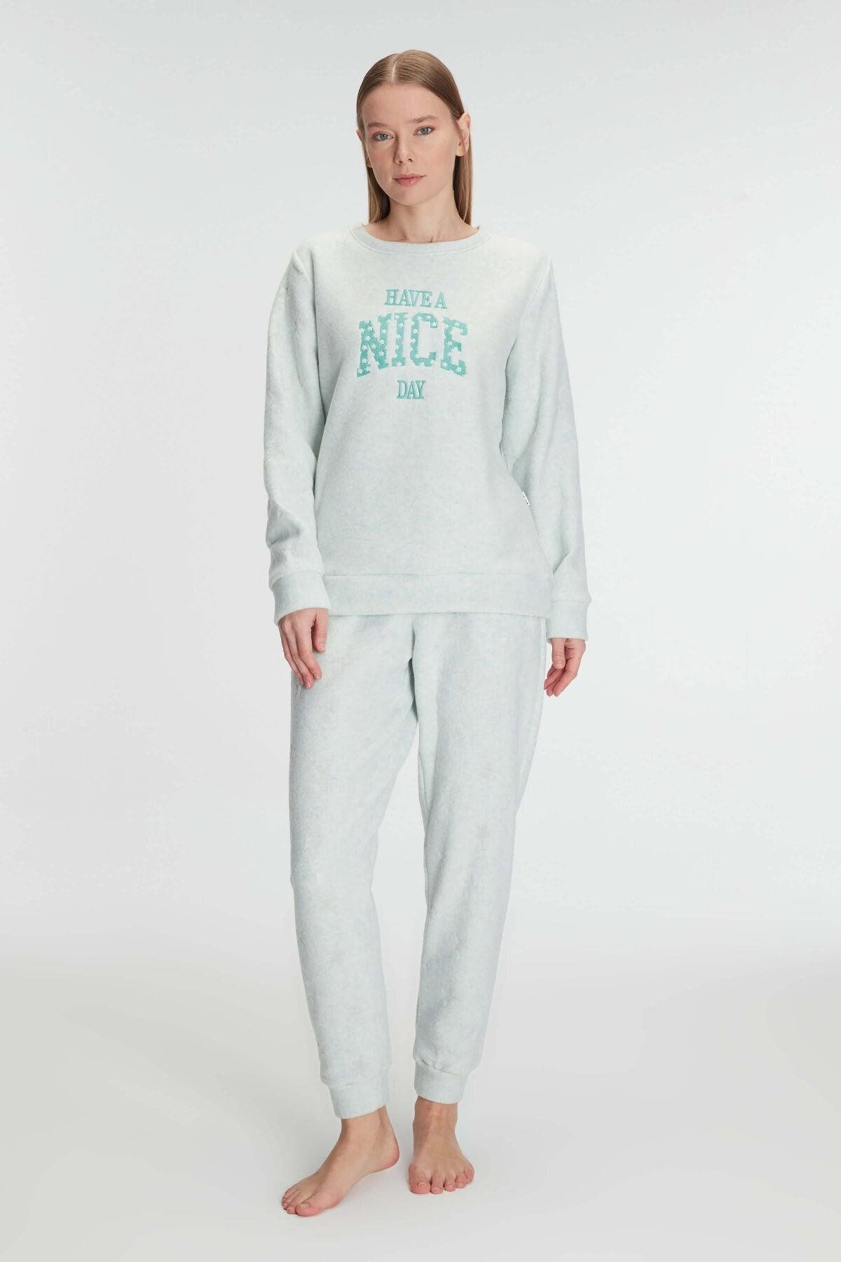 Motto10butik Uzun Kol Polar Pijama Takımı