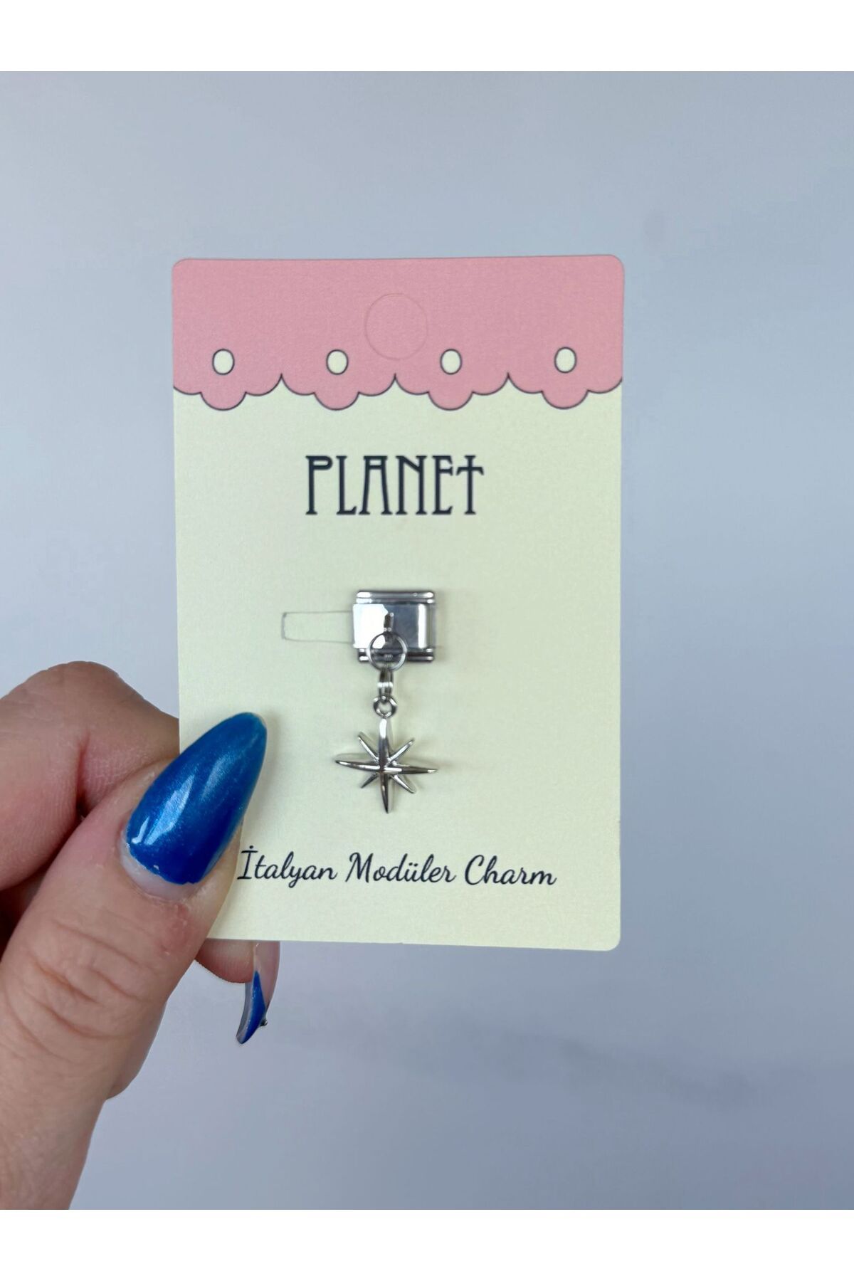 Planet Butik Shine Sallantılı Kartlı İtalyan Charm