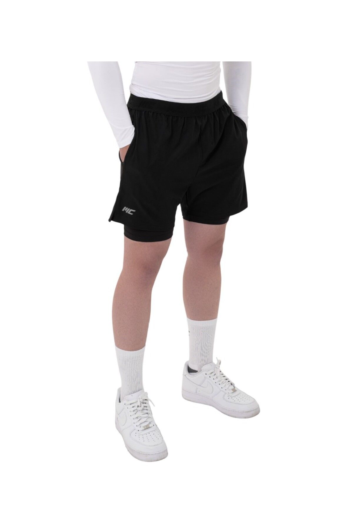 MUSCLECLOTH Performance 2 In 1 Erkek Taytlı Şort Siyah