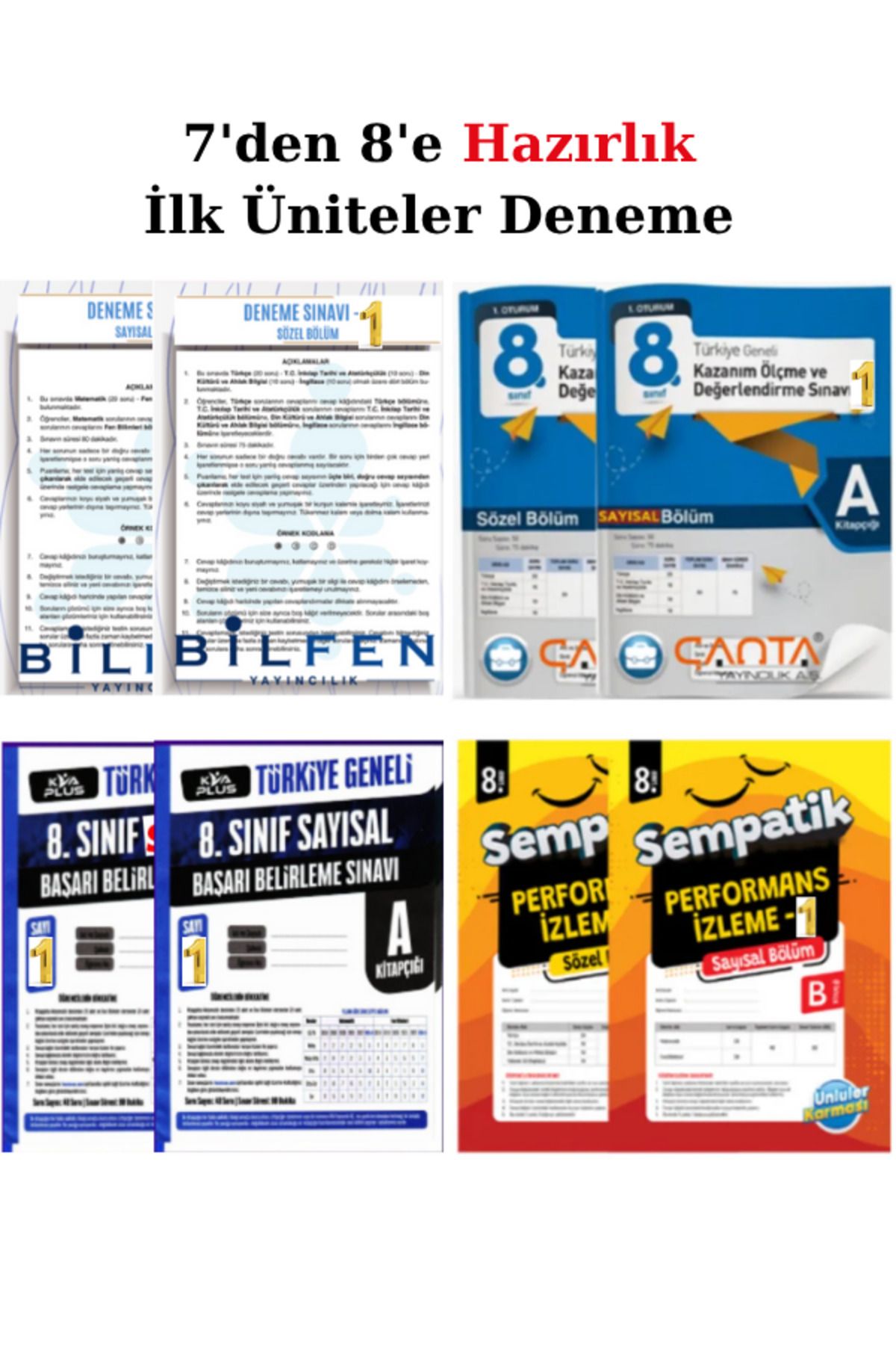 Bilfen Yayıncılık 7'den 8'e İlk Adım Denemeleri 1. Kurumsal Denemeler Tüm Dersler İlk Konular 4 adet