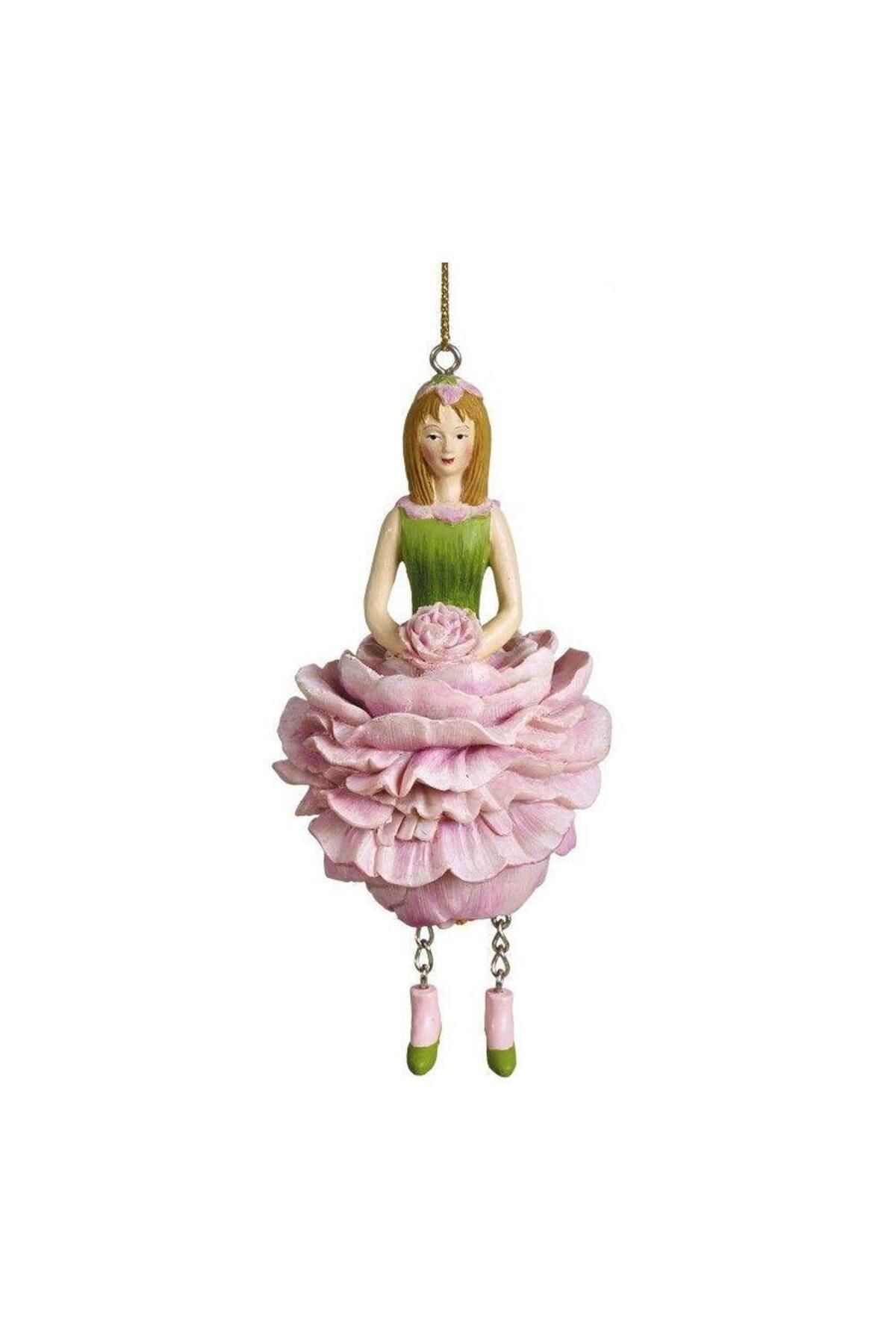 mutlu adım 1 Adet 12cm Çiçek Kız Peri Biblo Şakayık Pembe