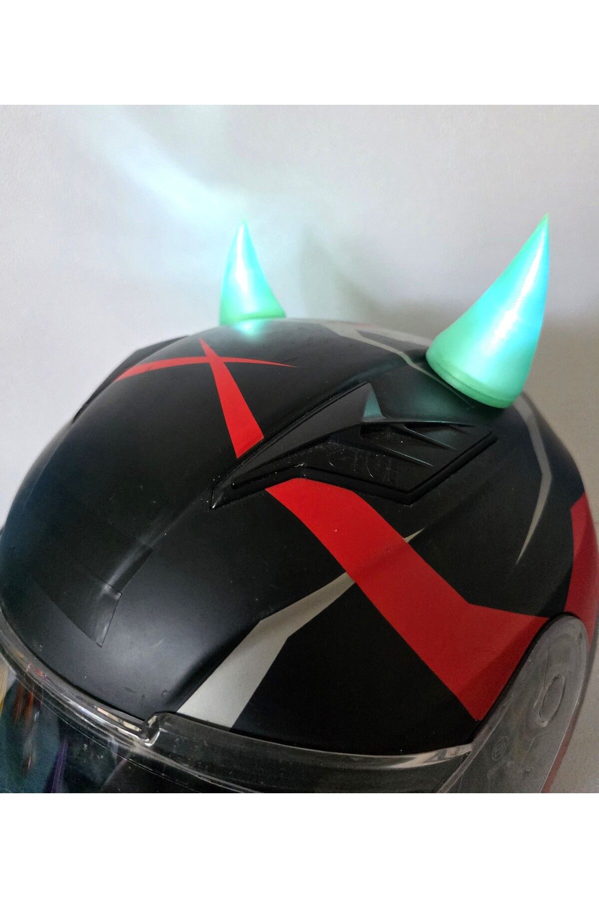 3dfabrick Işıklı Kask Boynuzu,ışıklı Şeytan Boynuzu Pil Dahil.-YEŞİL 2 Adet 3M BANTLI