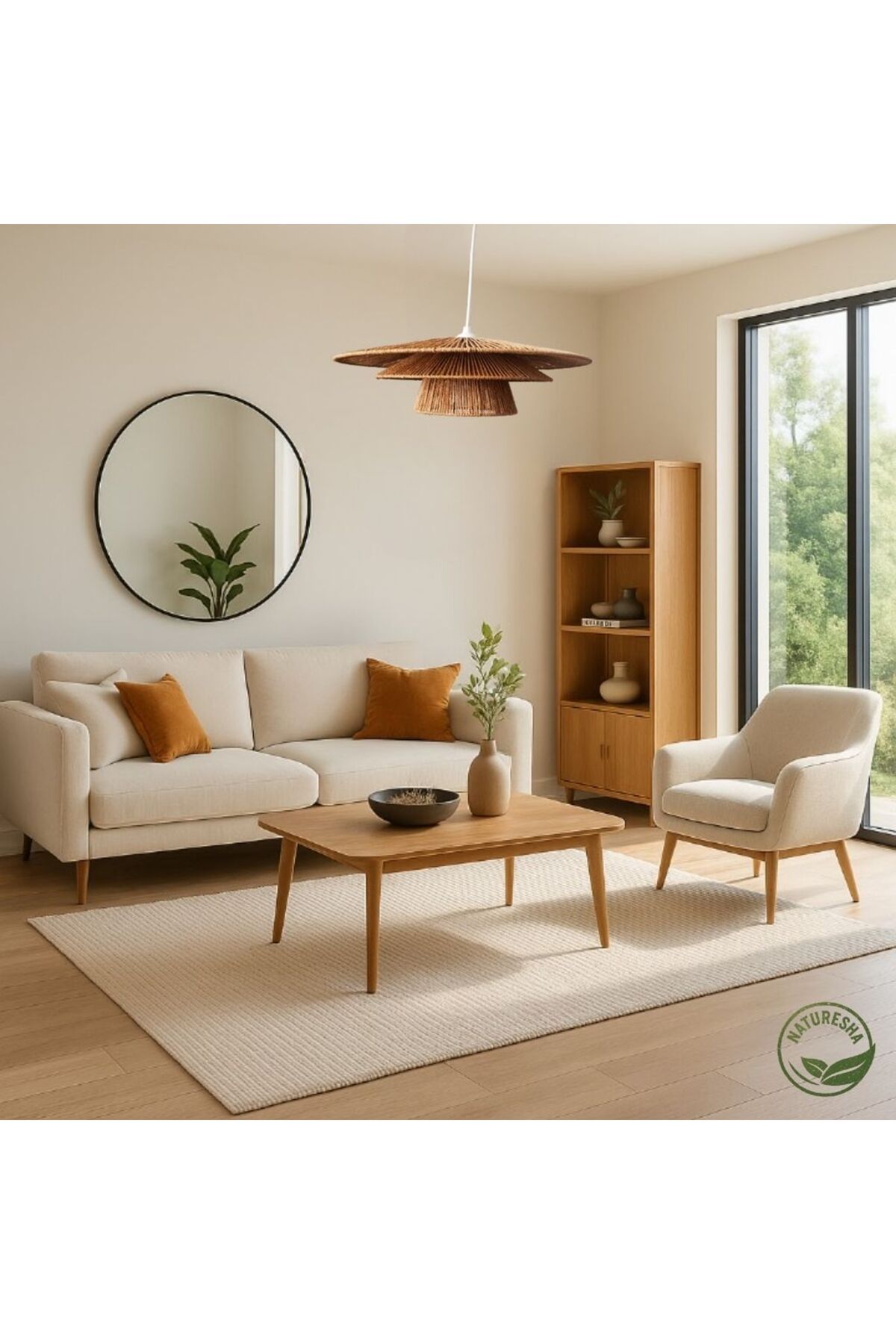 Naturesha El yapımı bohem avize, hasır avize, oturma odası avize, yatak odası avize, balkon avize