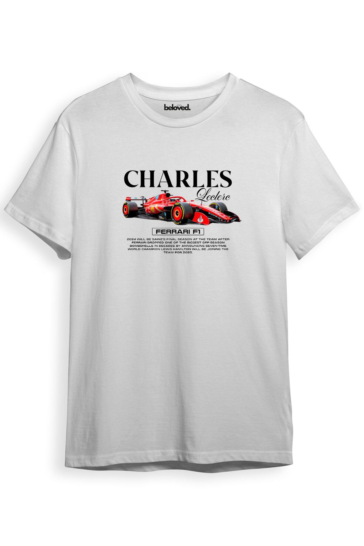beloved.co Charles Leclerc Dijital Baskılı %100 Pamuk Regular Fit T-Shirt