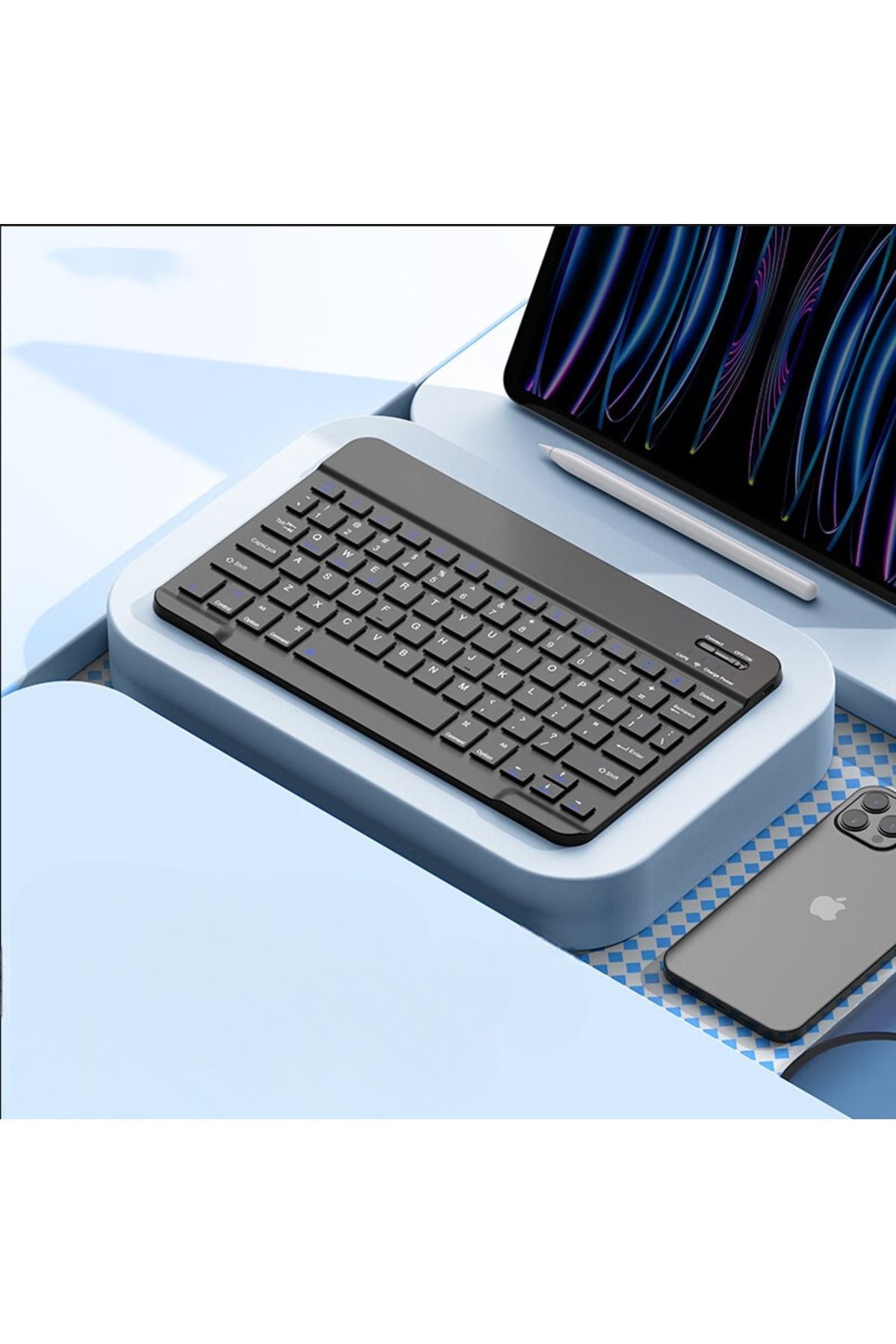 bovinox Bluetooth Klavye & Mouse Set IOS Android Windows Uyumlu Şarjlı Taşınabillir Set