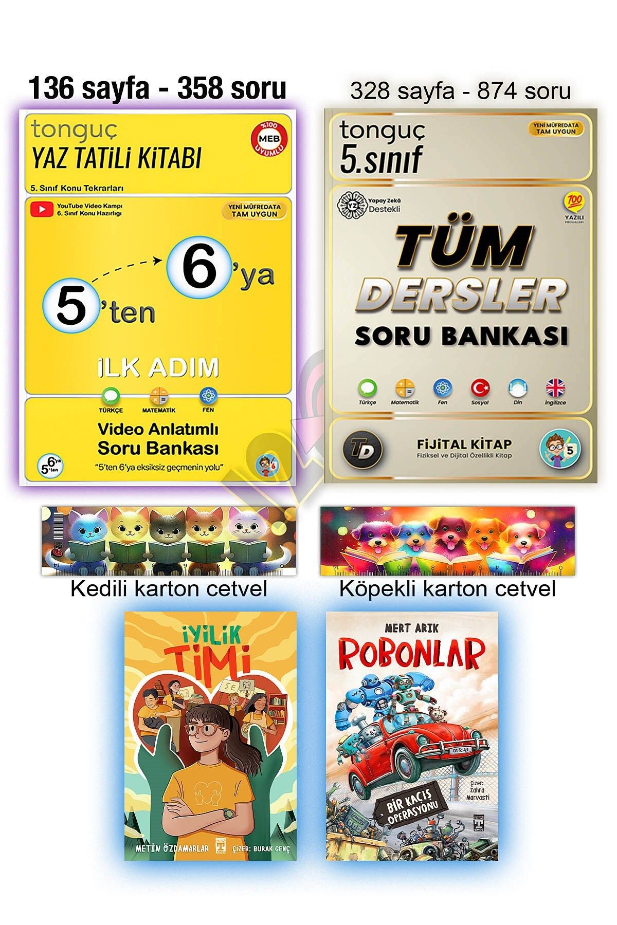 Tonguç Yayınları 5'ten 6'ya Yaz Tatili Hazırlık Kitabı 5. Sınıf Tüm Dersler Soru Bankası İyilik Timi Robonlar