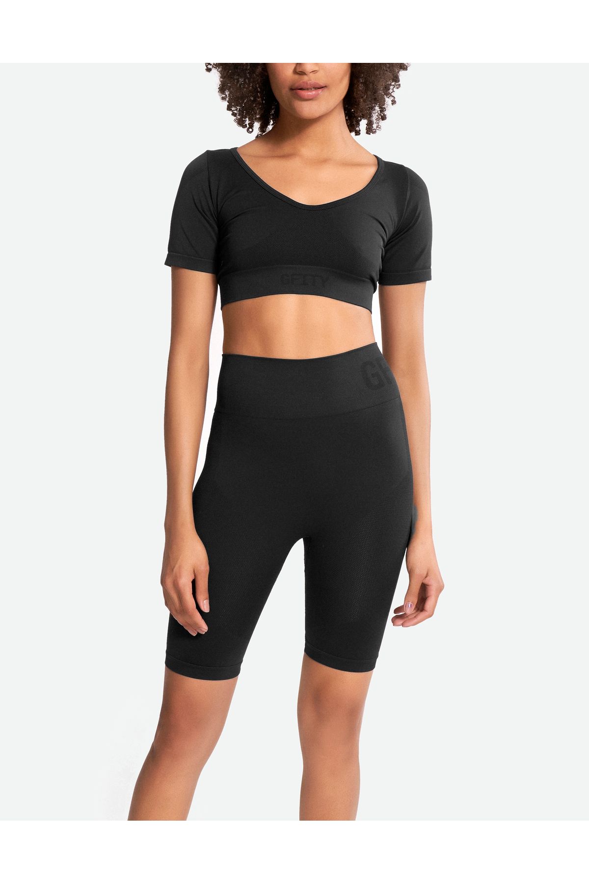 Gfity High Waist Seamless Bike Shorts - Black Beauty