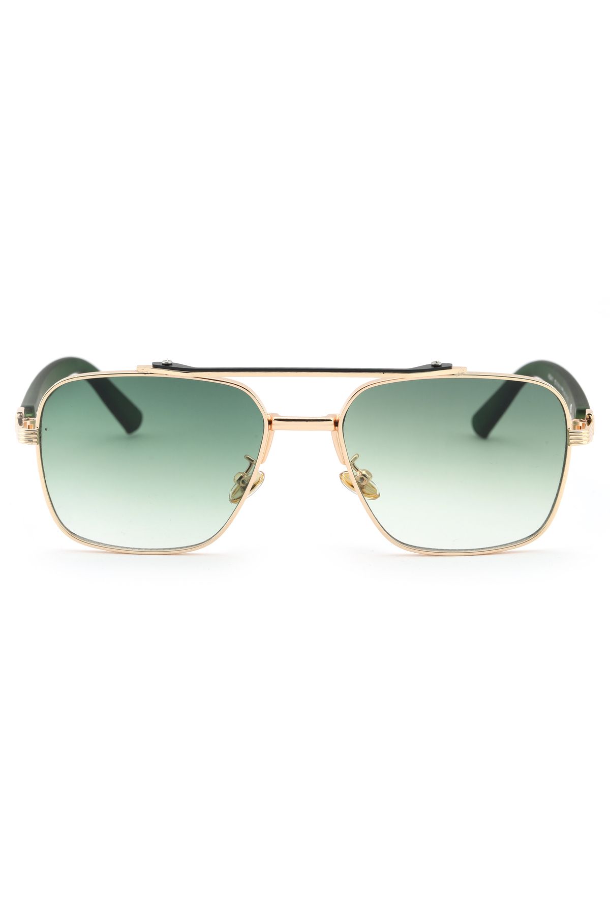 TomyHelf-Rectangular Design Gold Frame Green Glass Unisex Sunglasses 2