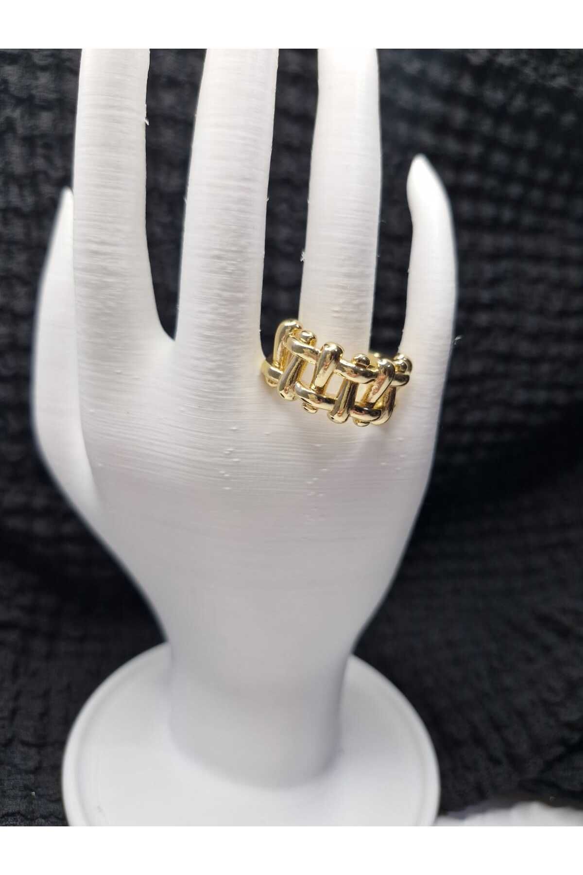 Palk Store Çelik Punk Örgü Yüzük Gold