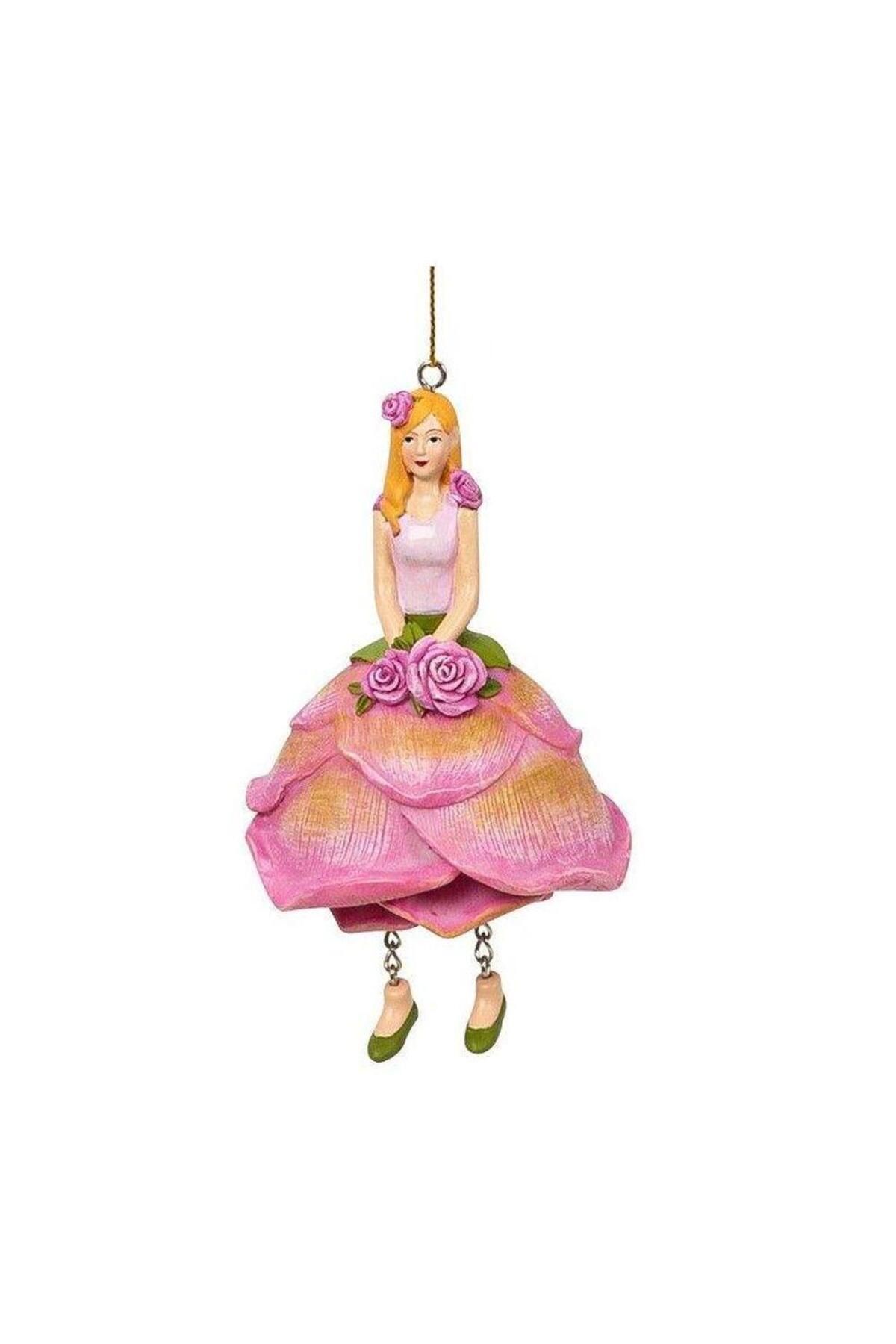 mutlu adım 1 Adet 12cm Çiçek Kız Peri Biblo Gül Pembe