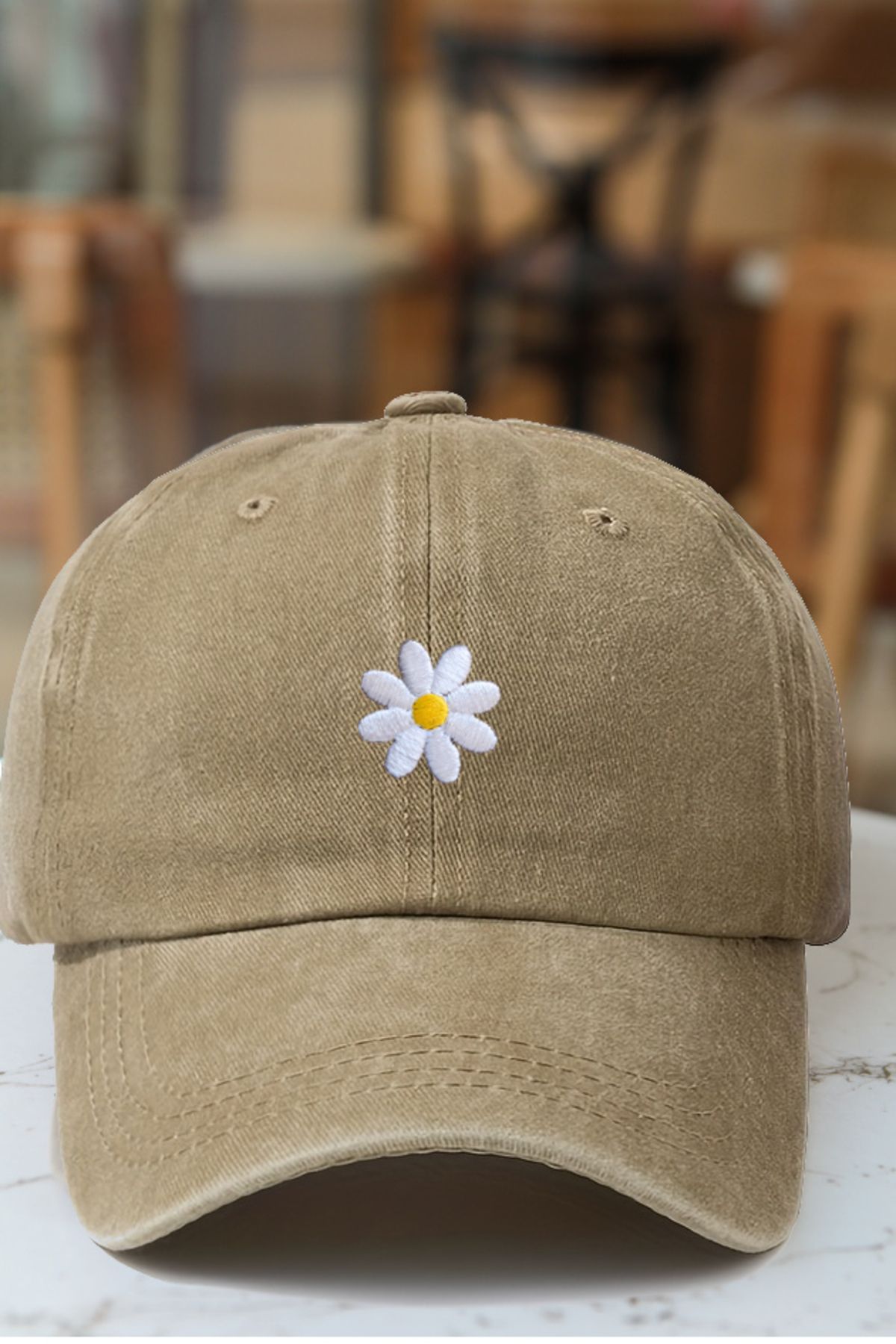 CAP BROS PAPATYA NAKIŞLI ESKİTME KEP ŞAPKA