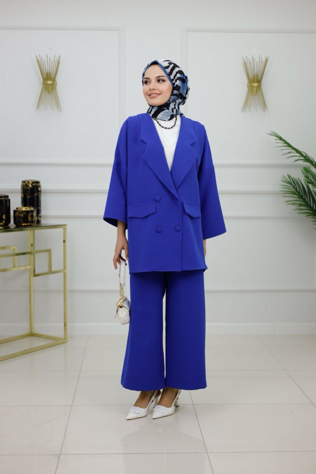 Enans Design Kadın Tesettür 2'Li Takım Ceket & Pantolon