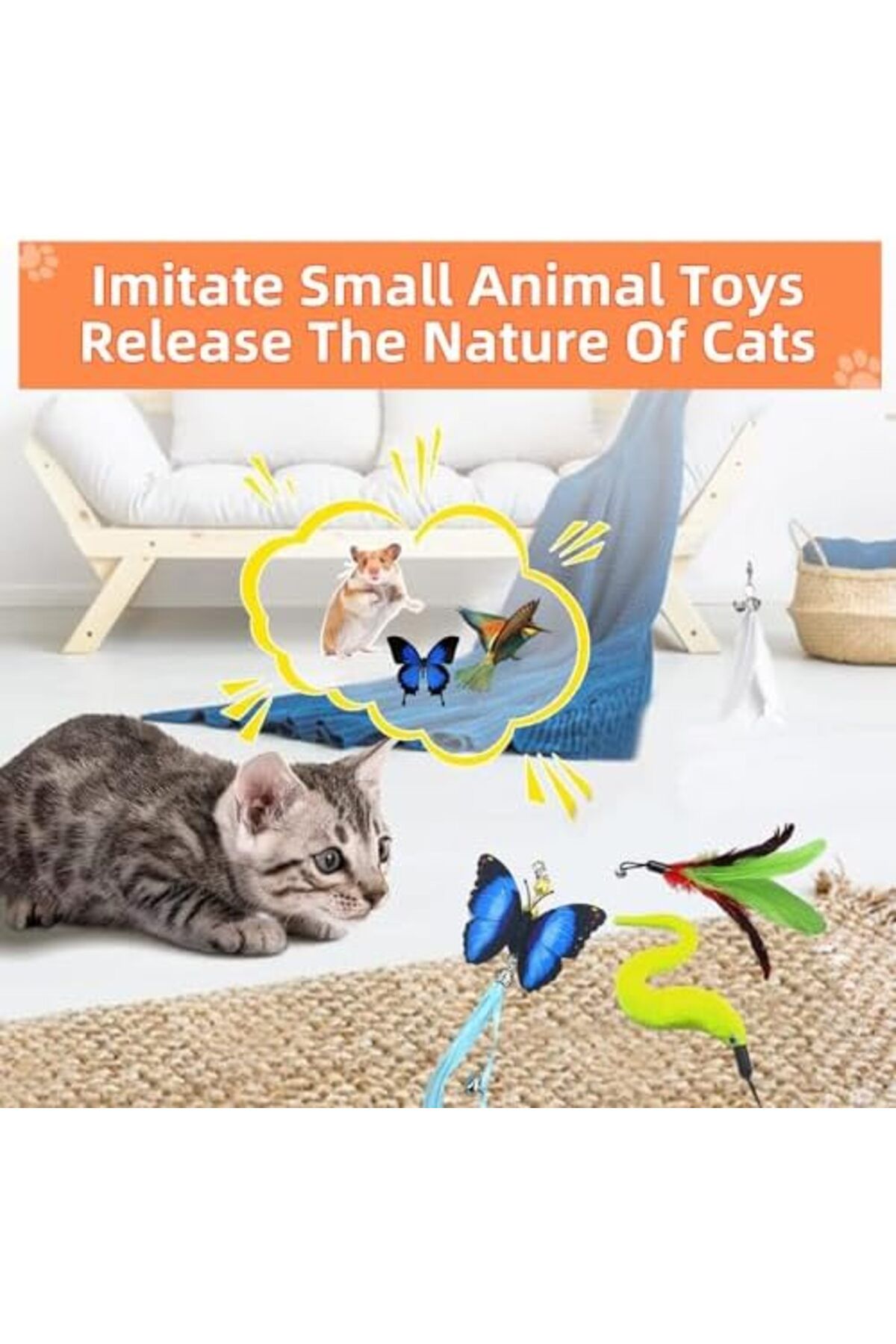 NEXIFY-Interactive Cat Toy, Cat Wand Toy with Suction Cup 2.0 Detachable Different Feathers, Automatic Adul 6