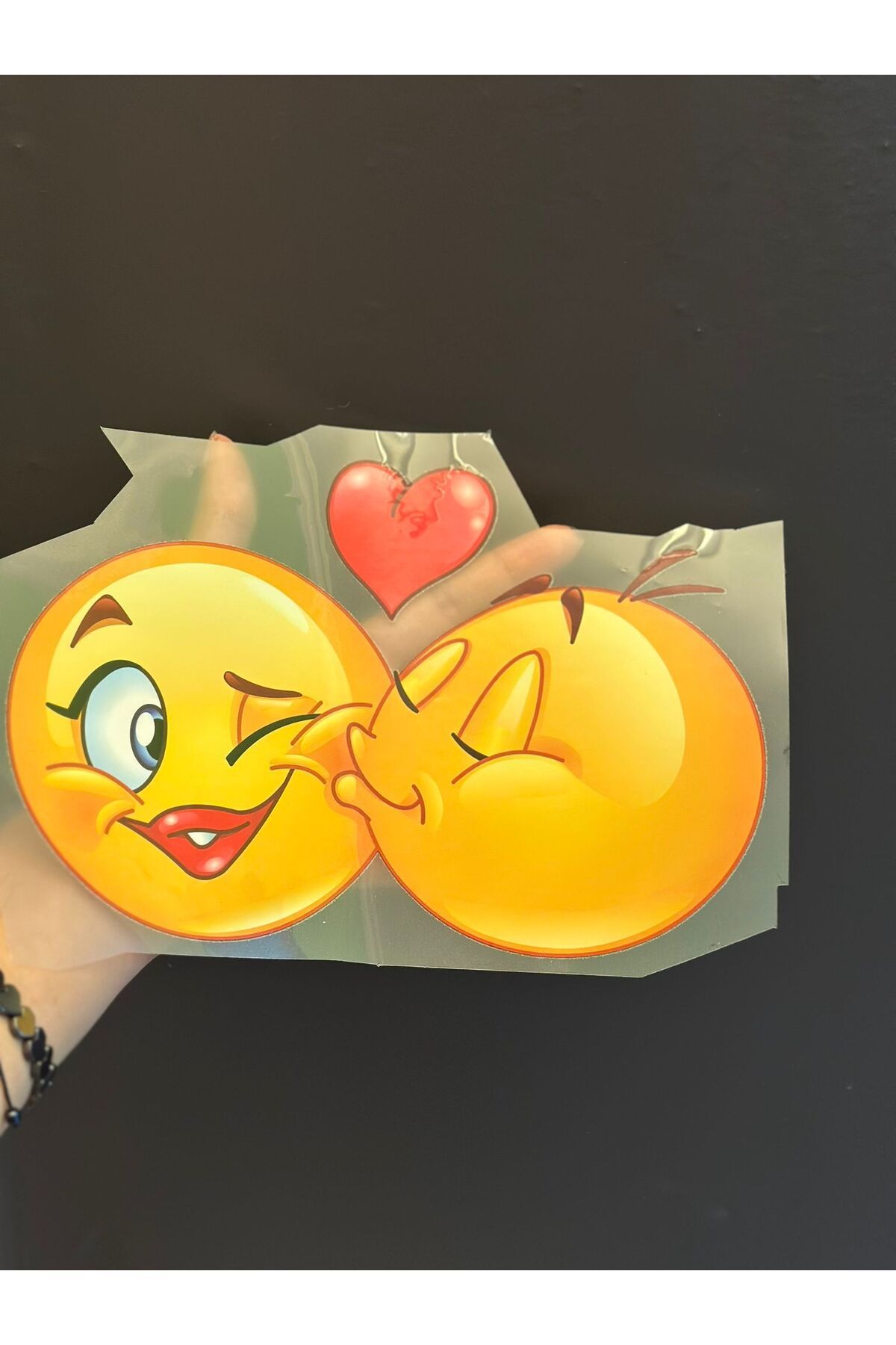 Gönülden Tasarım 2 Lİ ÜTÜ İLE YAPIŞAN SMİLE SURAT ARMA TRANSFER BASKI 22X15 CM