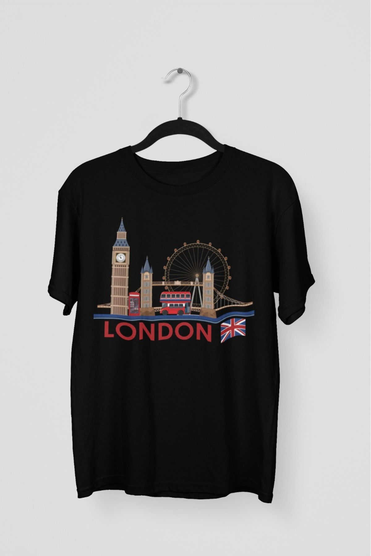 Butik ERKEK/KADIN -LONDON2- TRANSFER BASKILI YUVARLAK YAKA KISA KOL TİŞÖRT