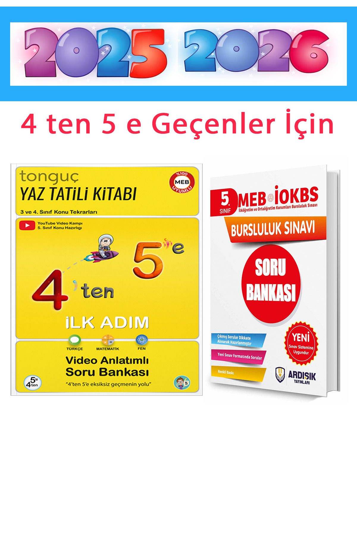 Tonguç Yayınları 4'ten 5'e Hazırlık Kitabı + 5. Sınıf Bursluluk Soru Bankası