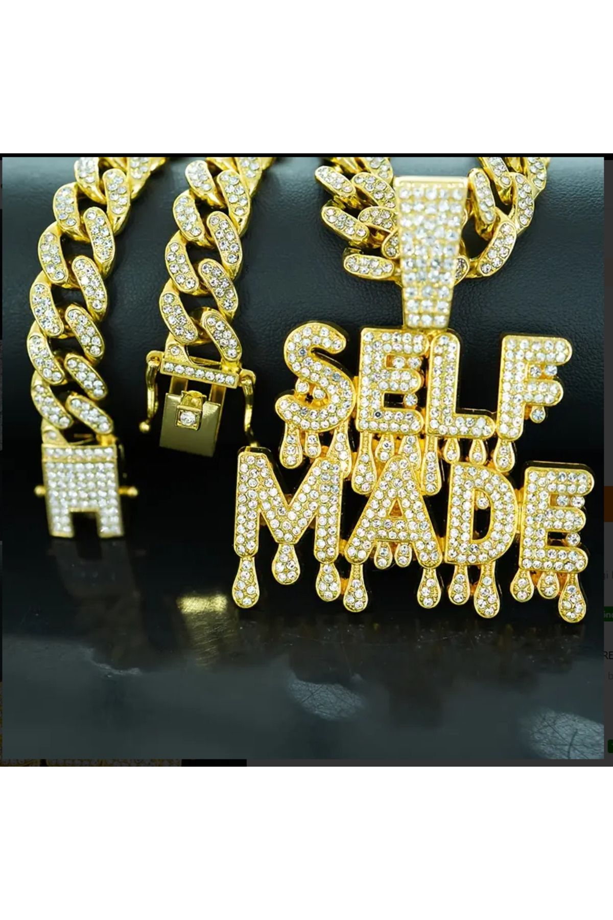 kargasa "SELF MADE" Eritilmiş Harf Kolye, Hip-Hop Lüks Stil,