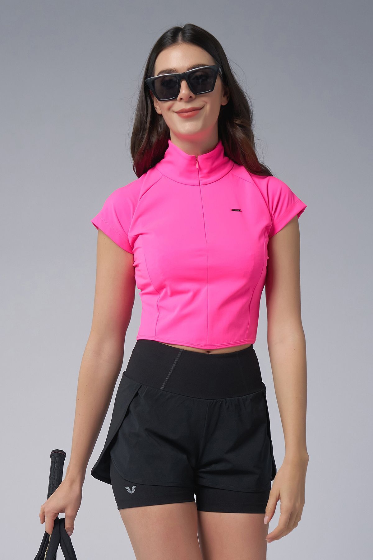 aradimtaradim Kadın Pembe Kısa Kollu Yakalı Sörf Body 4059