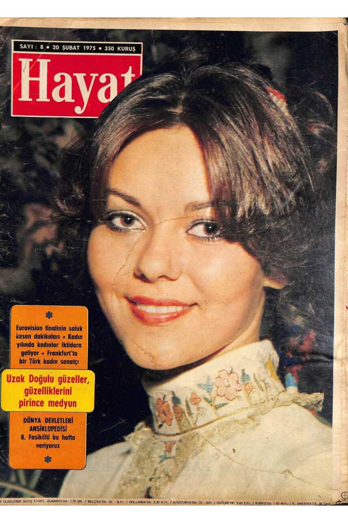Gökçe Koleksiyon HAYAT Dergisi 20 Şubat 1975 Sayı 8 - Kapak Sezin Topcuoğlu - Federe Kıbrıs Türk Cumhuriyeti Kuruldu