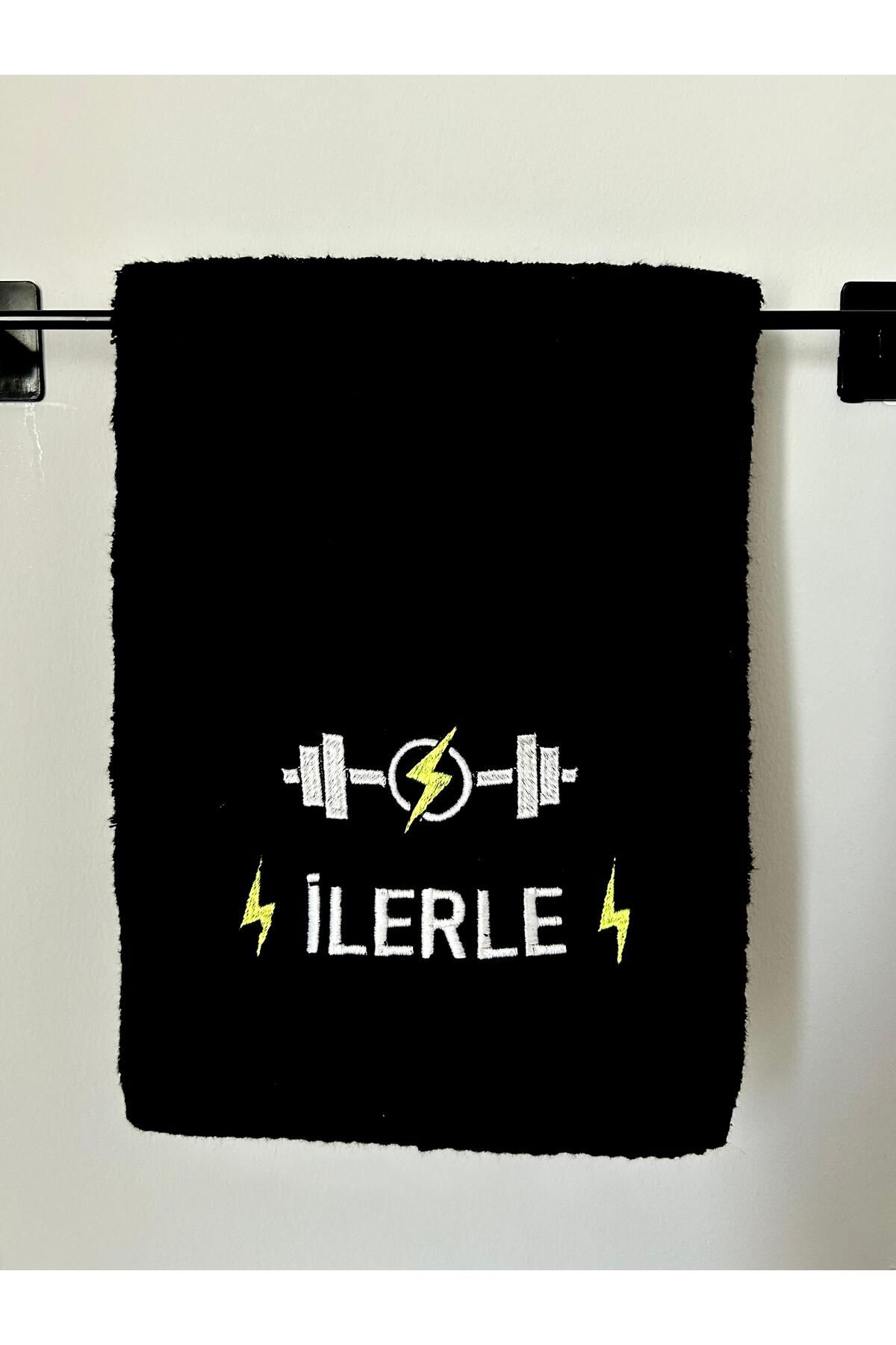idutextile "İLERLE" Yazılı Spor Havlusu - Nakışlı %100 Pamuk - Kişiye Özel - Spor Salonu Havlusu - 50x90 cm