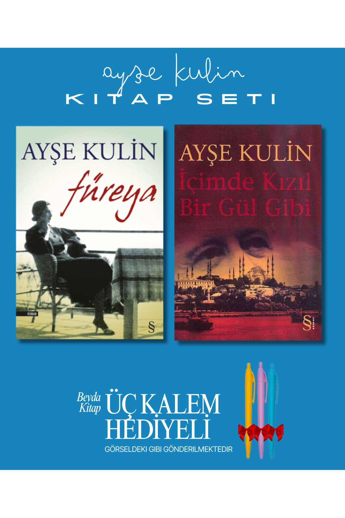 Everest Yayınları Füreya - İçimde Kızıl Bir Gül Gibi - Ayşe Kulin - Kitap Seti - Üç Kalem Hediyeli