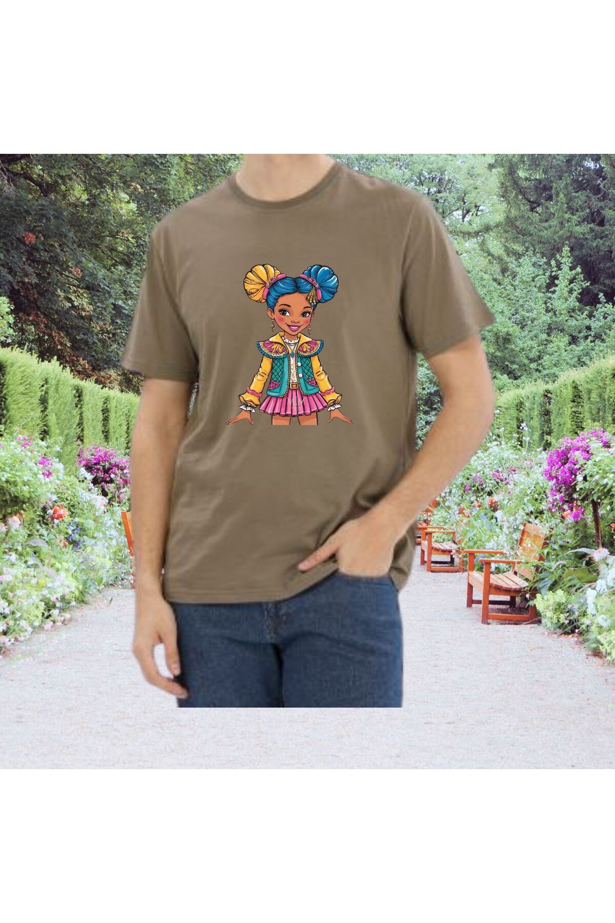 Mi&Mu Store Süprem Unisex T-Shirt Bisiklet Yaka Renkli Kız Çocuğu Baskılı Regular Pamuk Basic T-Shirt