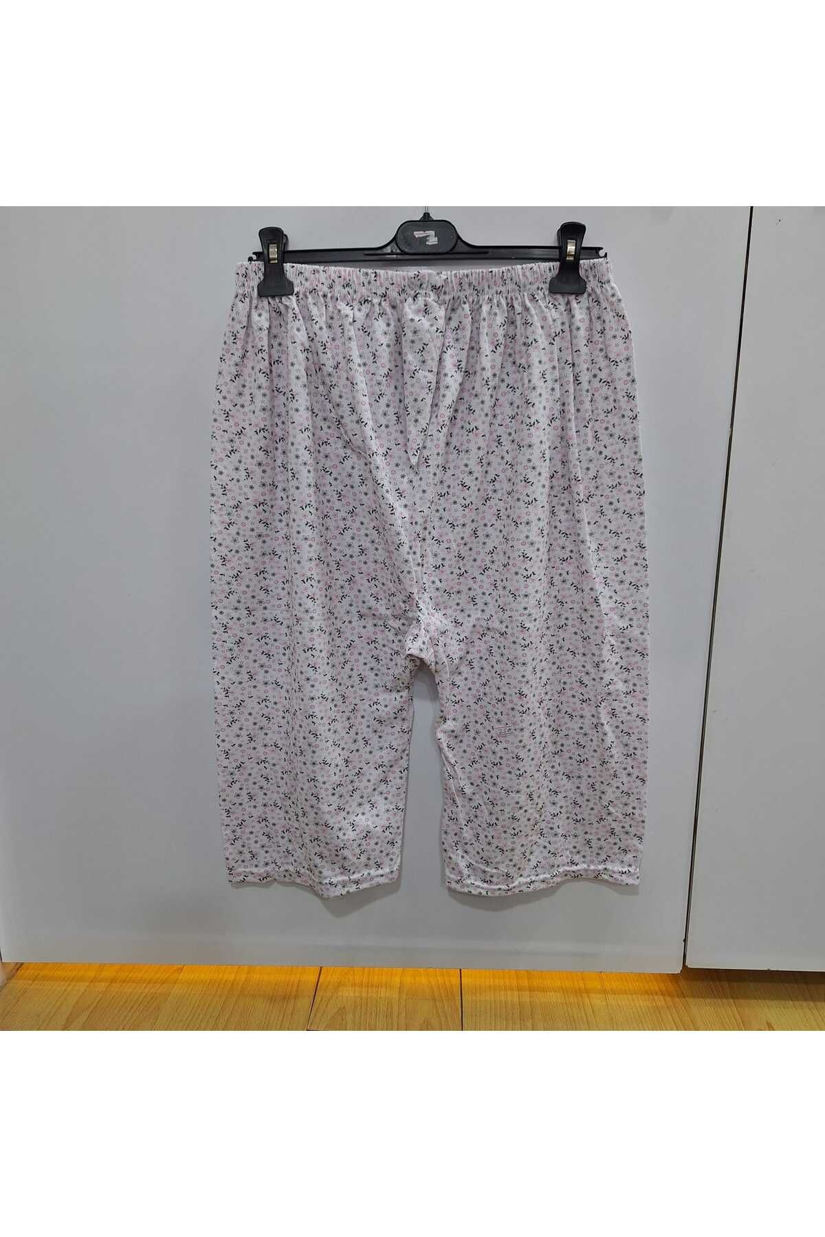 NUR TEKSTİL Kadın anne desenli Pamuklu penye Paçalı Don Ağlı büyük beden Pijama Paçalı boy uzunluk 70 cm