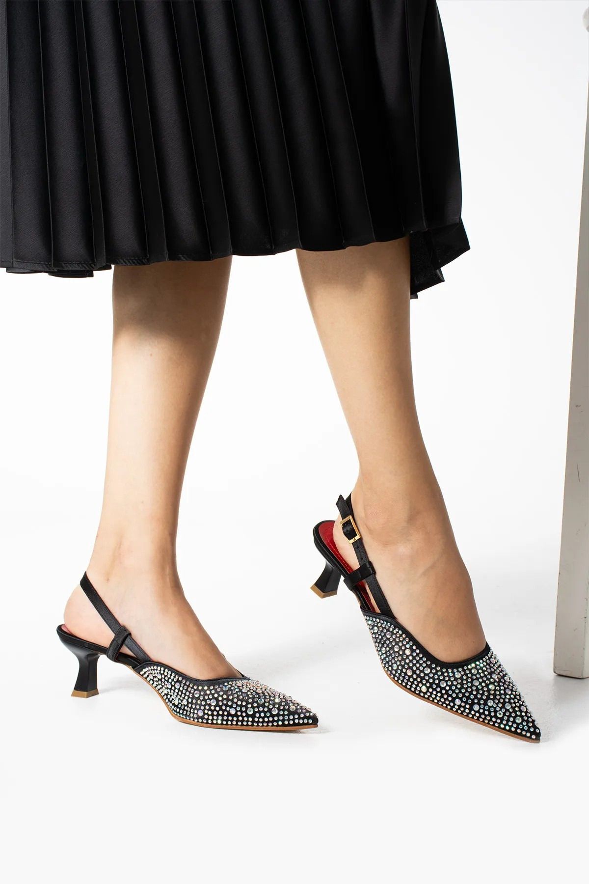 misio shoes yıldızlı Taşlı Topuklu 5cm Kadın Ayakkabı