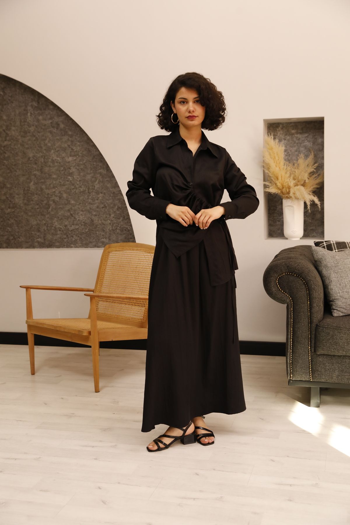Butik Mix Elbise Belden Bağlamalı