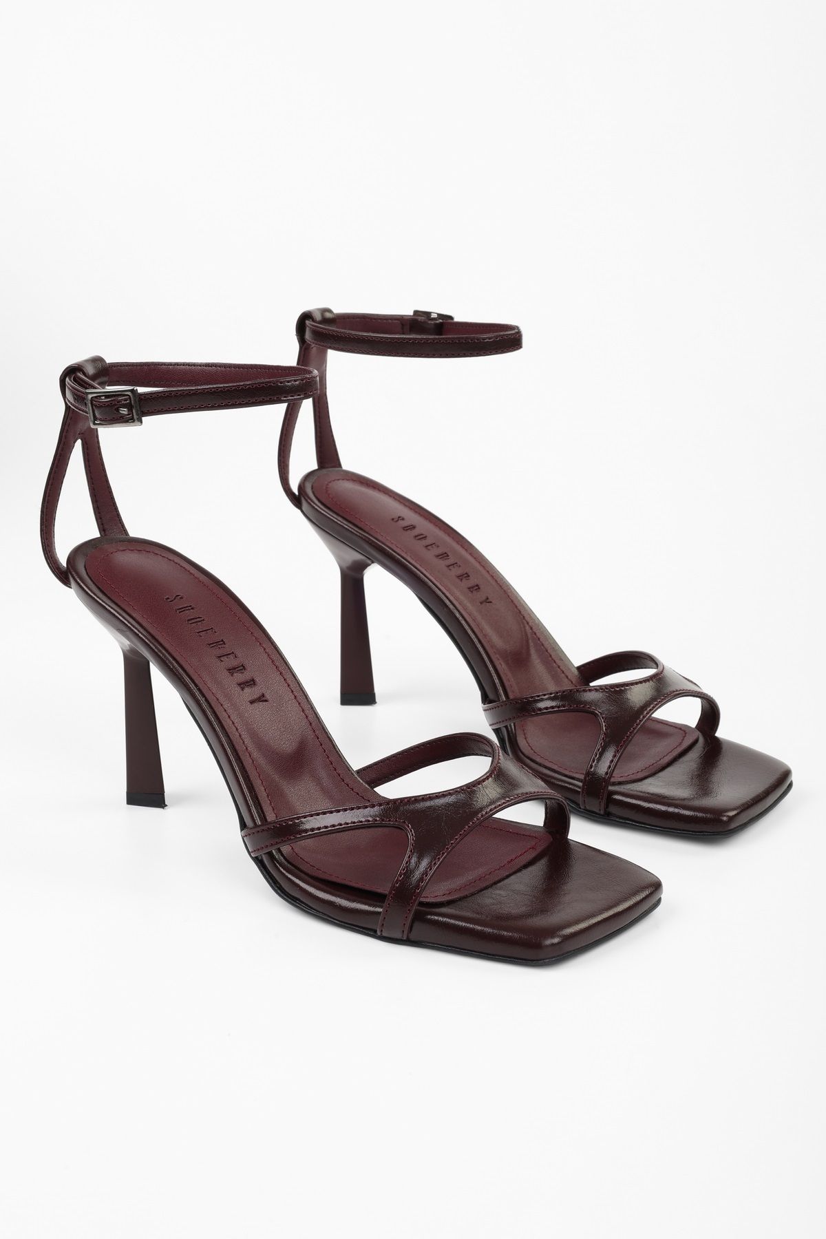 Shoeberry Kadın Violen Bordo Cilt Topuklu Ayakkabı