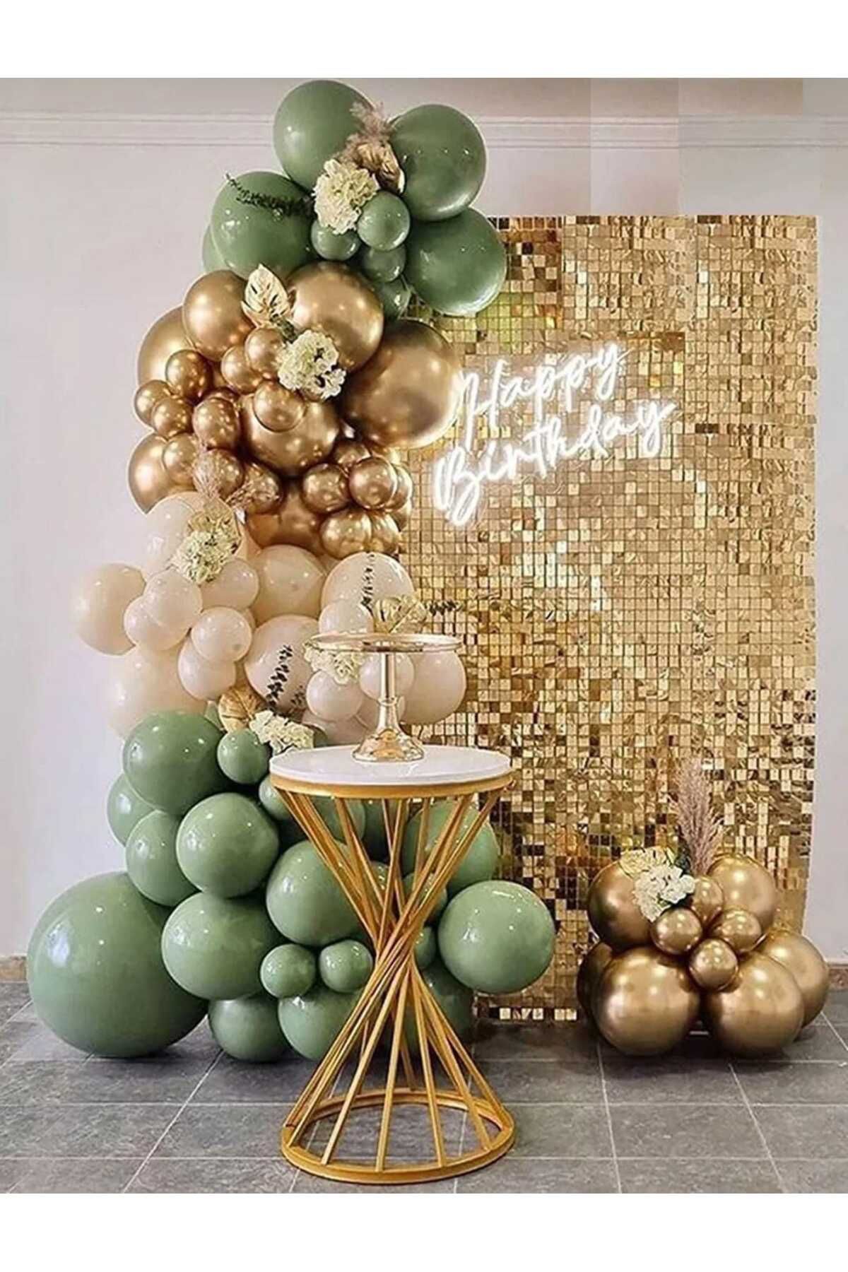 Parti Düşleri KÜFYEŞİLİ KROM GOLD DENİZ KUMU BALON SETİ