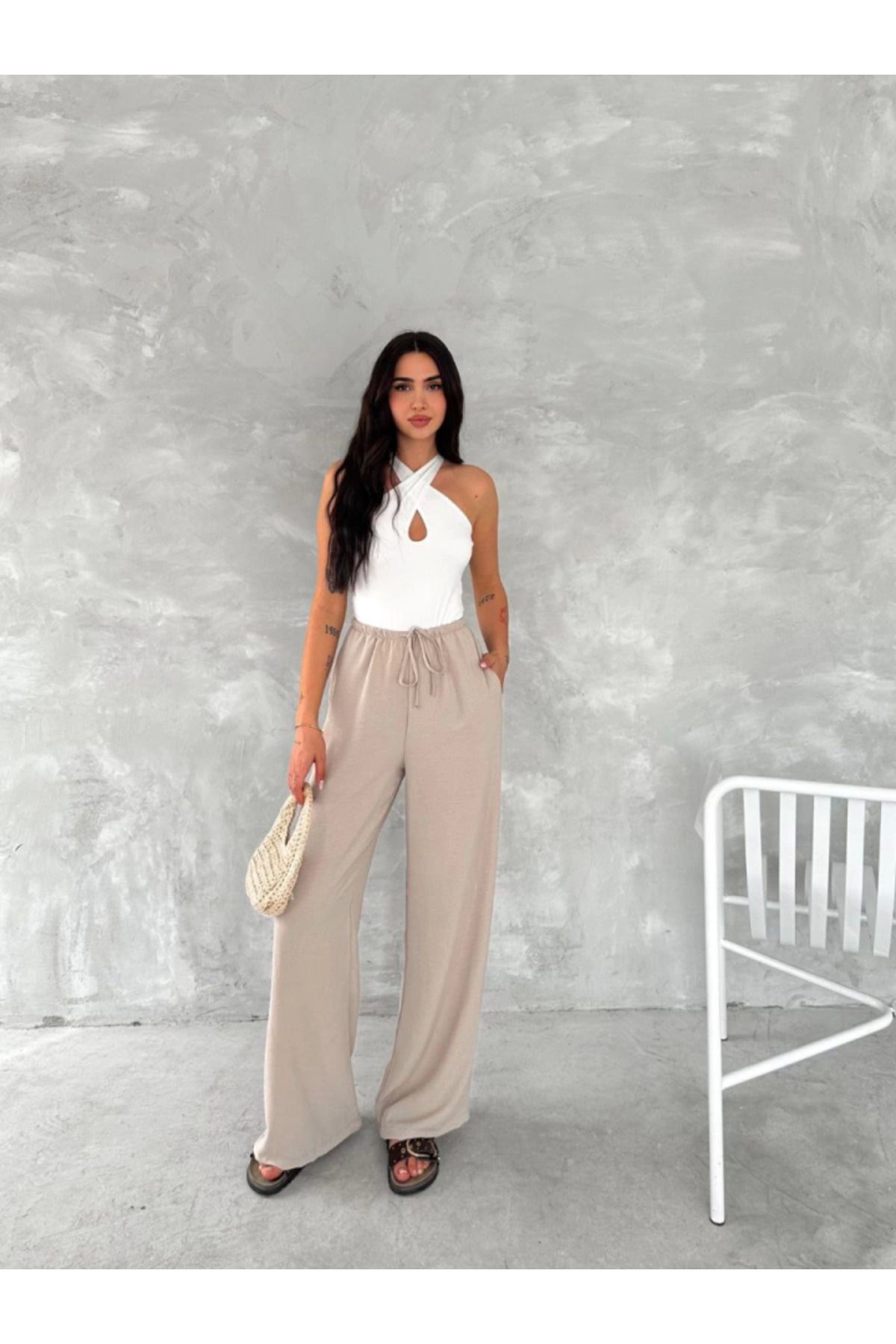 Şair Ayrobin Oversize Pantalon - Bej