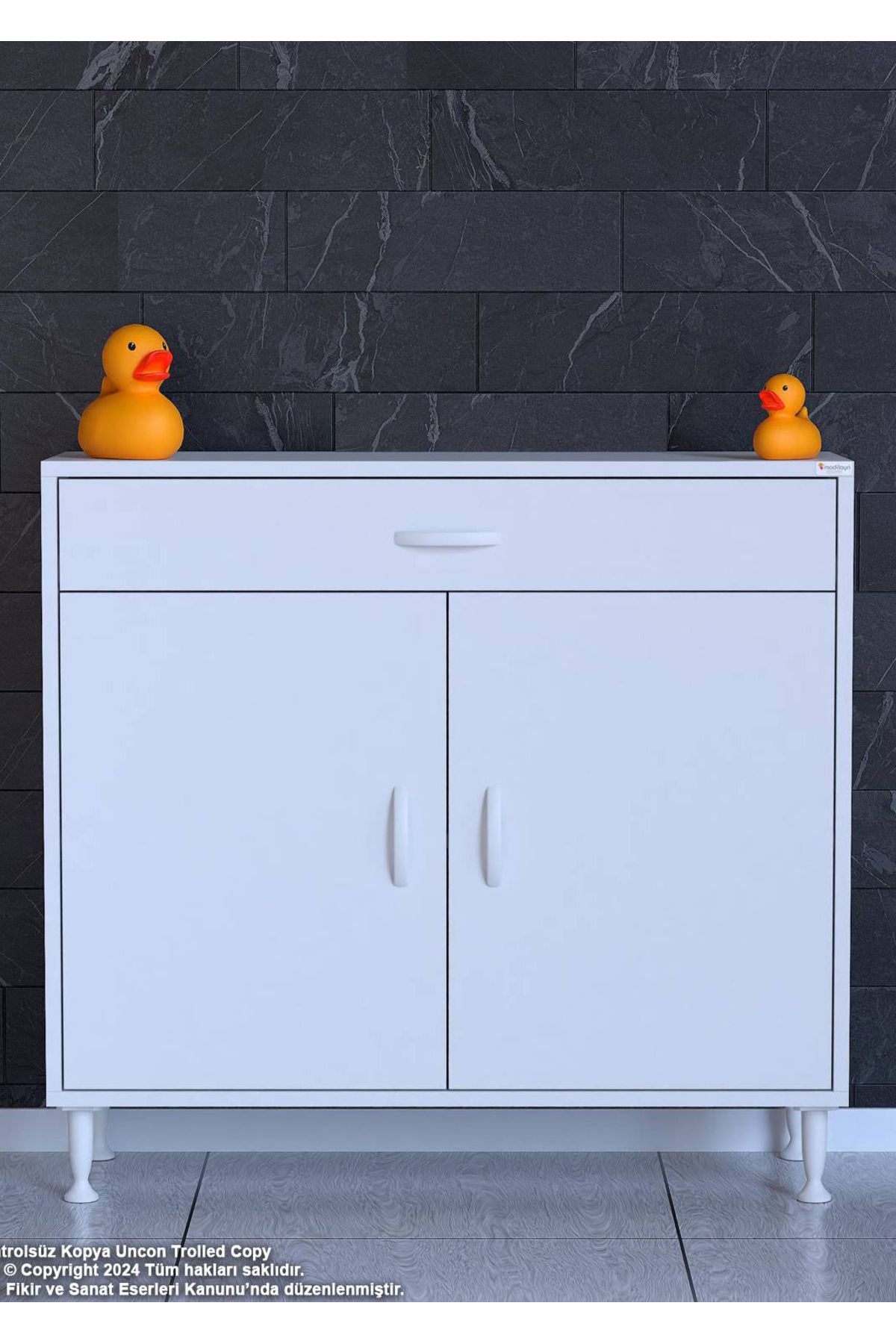 Modilayn 90 x 88 x 32,5 cm’lik 1 Çekmece 1 Kapak 1 RAF 2 Göz Raf,Organizatör Mutfak Dolabı Çok Amaçlı Dolap