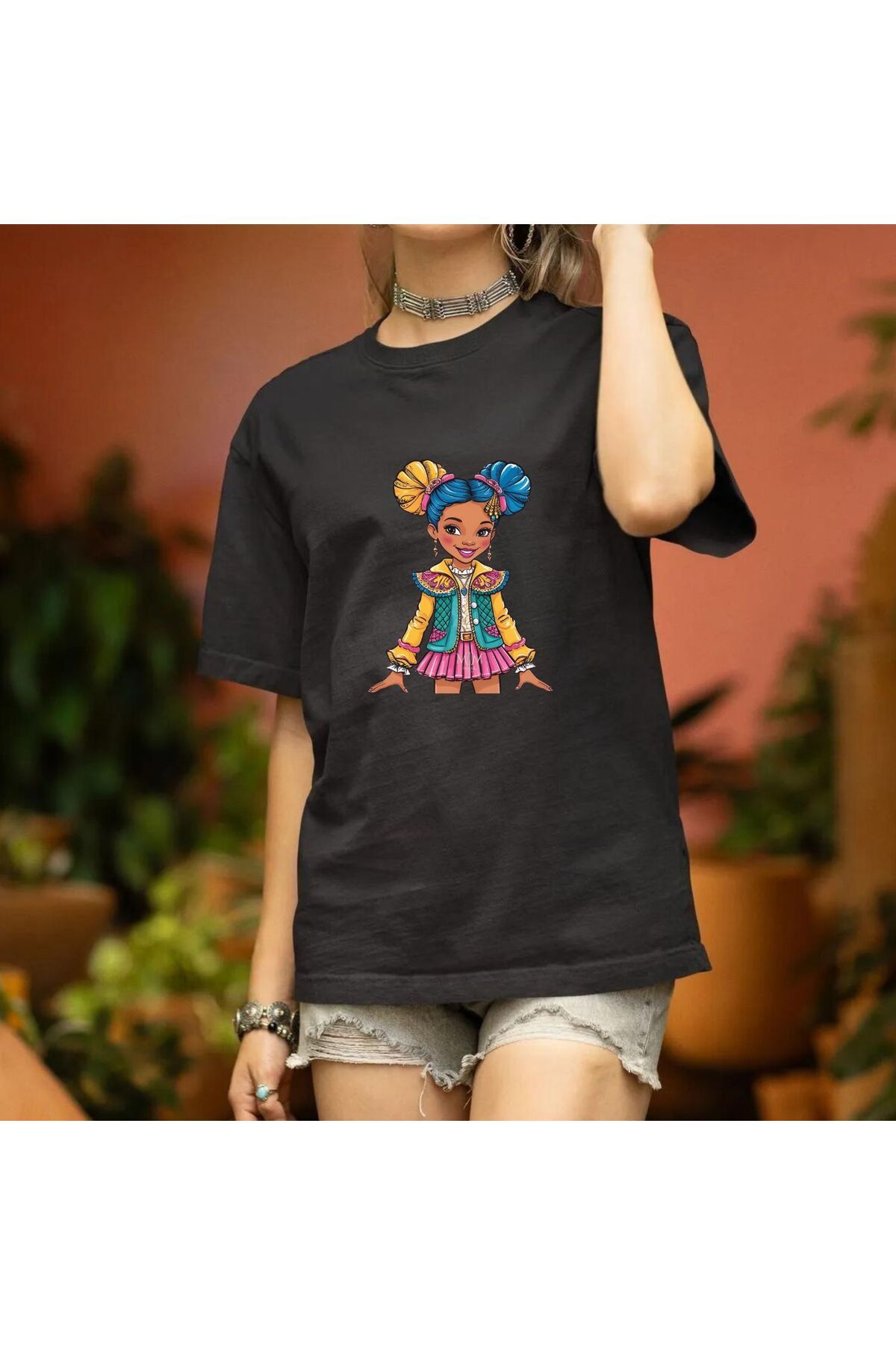 Mi&Mu Store Süprem Unisex T-Shirt Bisiklet Yaka Renkli Kız Çocuğu Baskılı Regular Pamuk Basic T-Shirt
