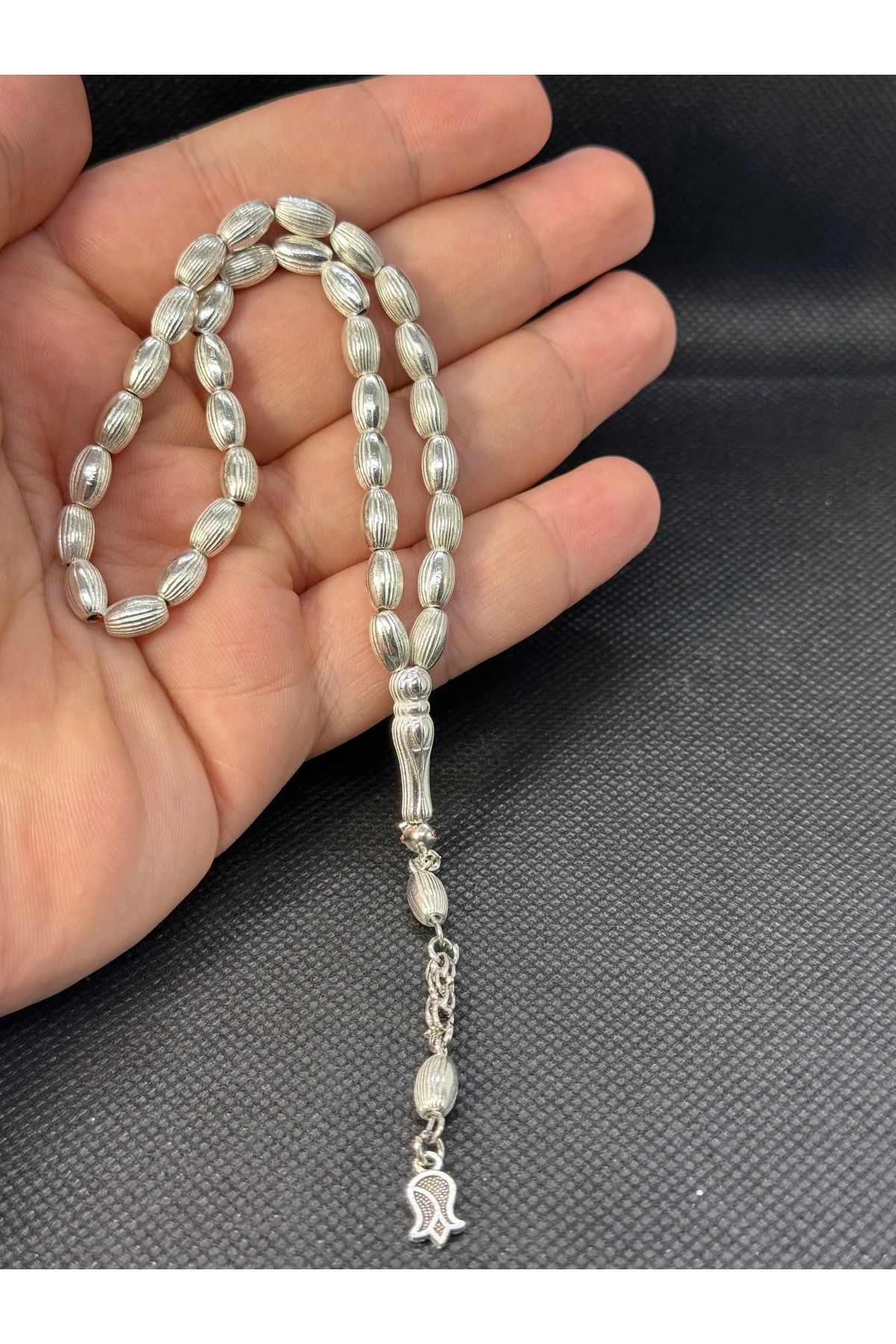 EnazStore Gümüş Benzetme Metal Tesbih