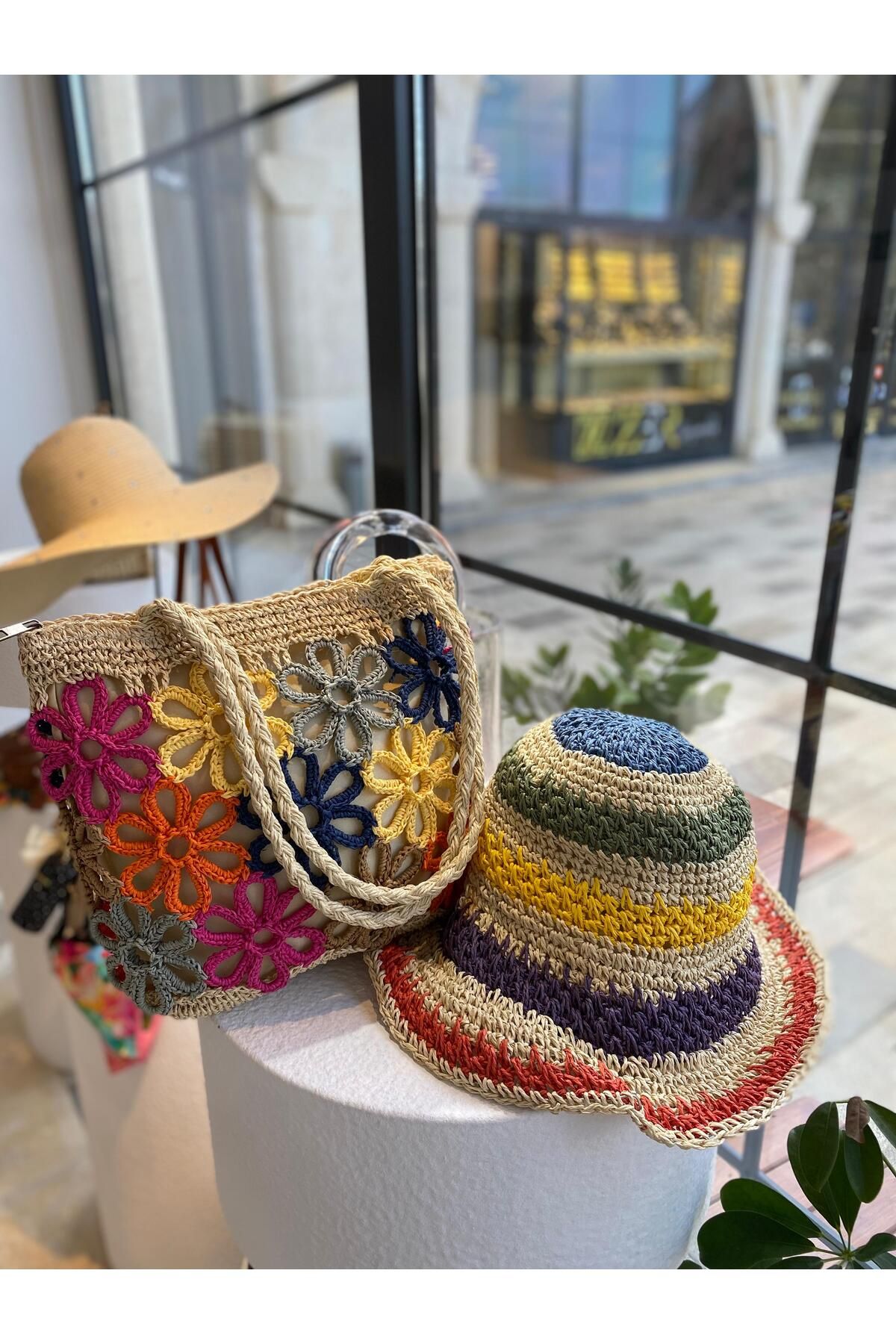 ZeynepKeskinDesign Hasır Şapka, Örgü Hasır Şapka, Plaj Şapkası