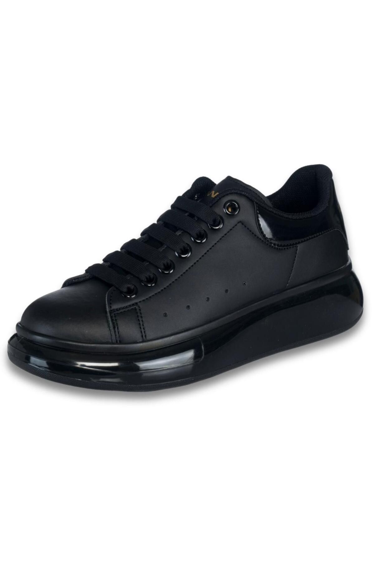 Lennox Erkek Parlak Siyah Yüksek Tabanlı Sneaker Ayakkabı