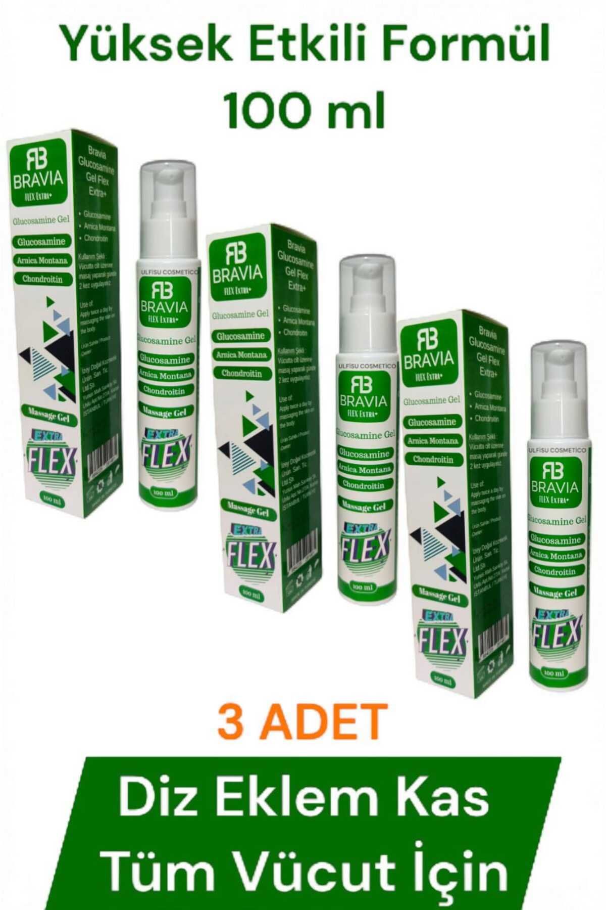 ULFİSU COSMETİCO Extra Flex Kas Eklem Artrit Jeli 100ml 3 ADET - ( Glukozamin, Chondroitin, Arnica Montana )