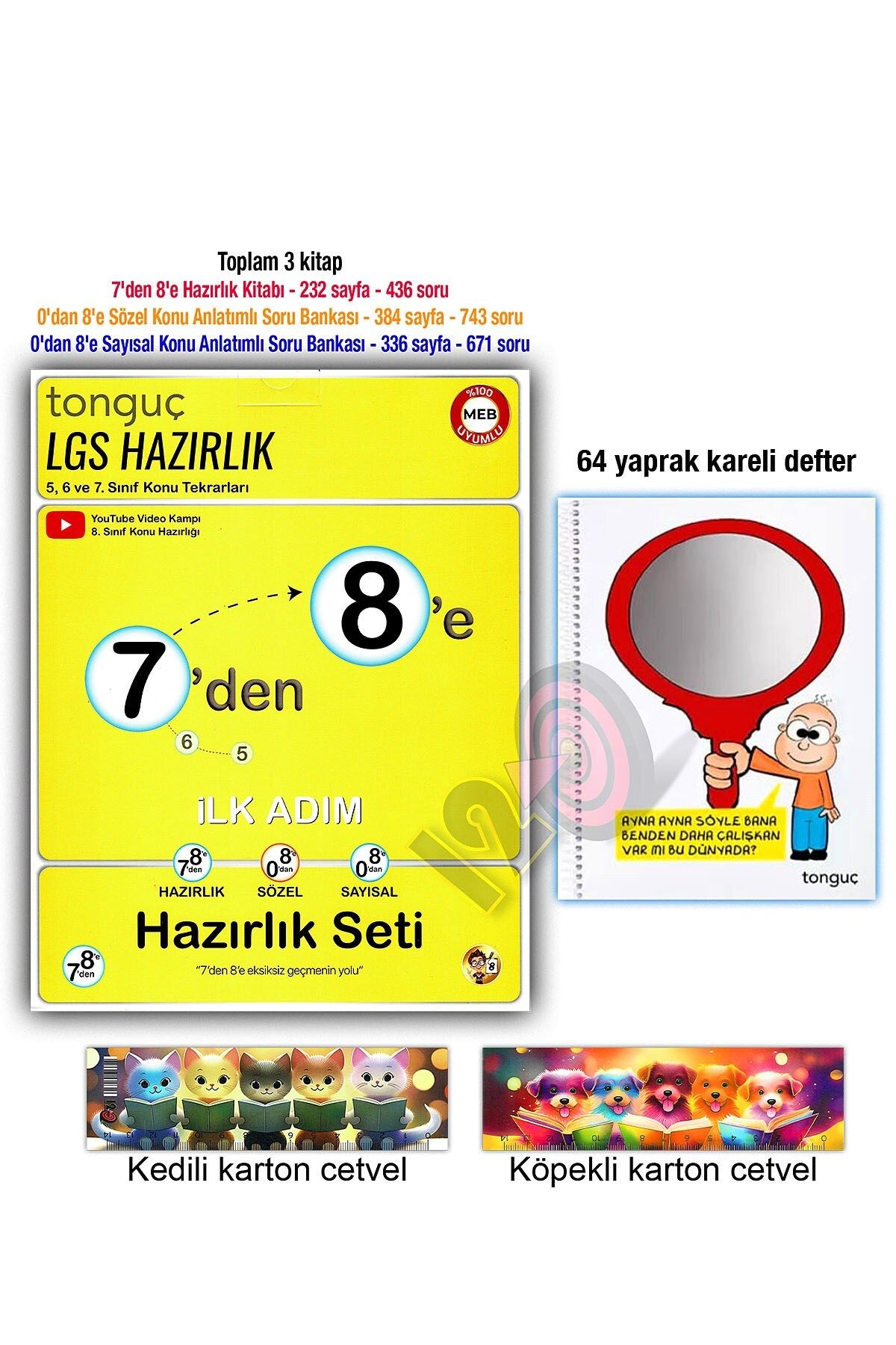 Tonguç Yayınları 7'den 8'e Hazırlık Seti 2025 Tonguç Defter