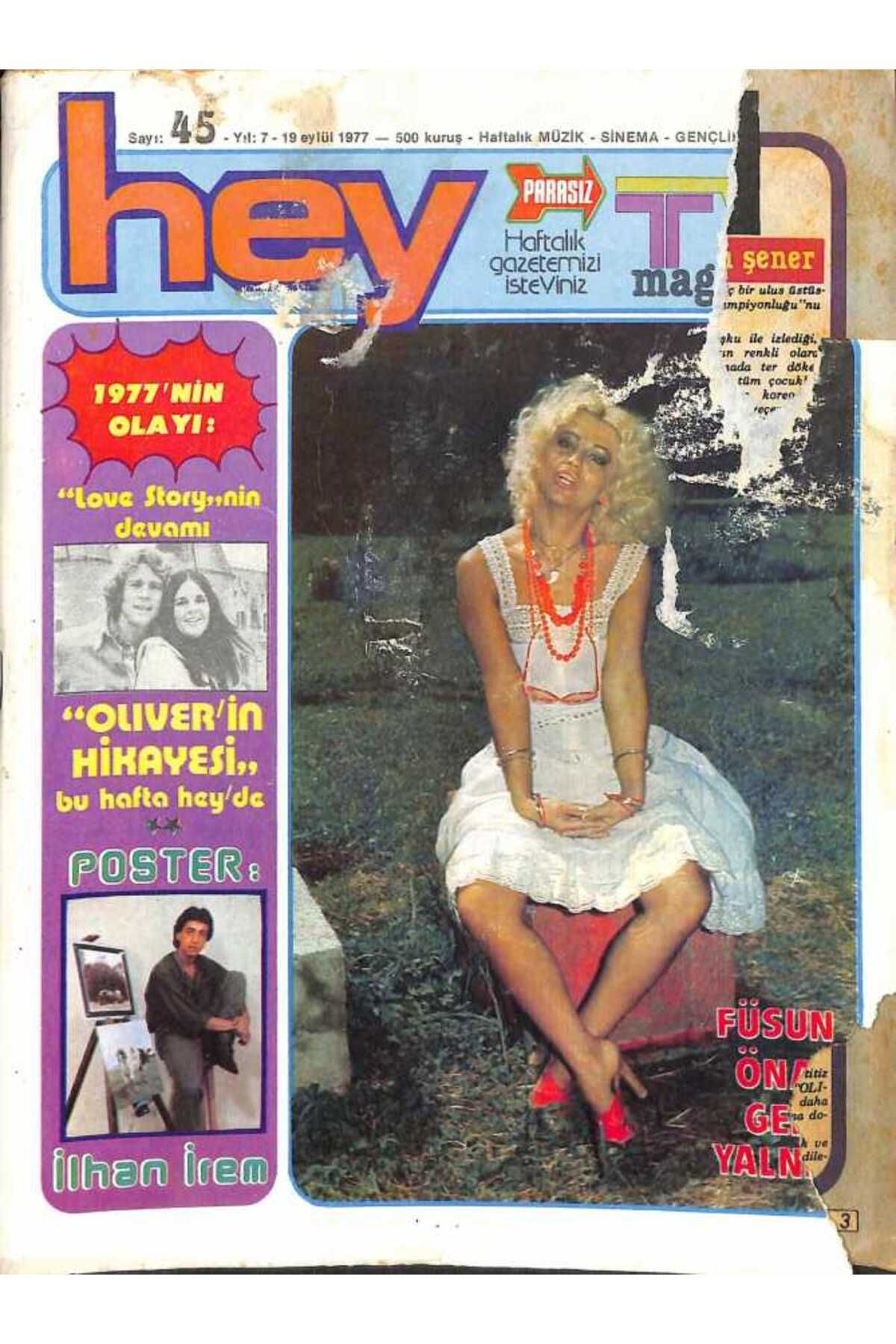 Gökçe Koleksiyon Hey Tv Magazin Dergisi 19 Eylül 1977 - Oliver, Füsun Önal, Işıl Yücesoy, Ömür Görsel, Erol Büyükbur