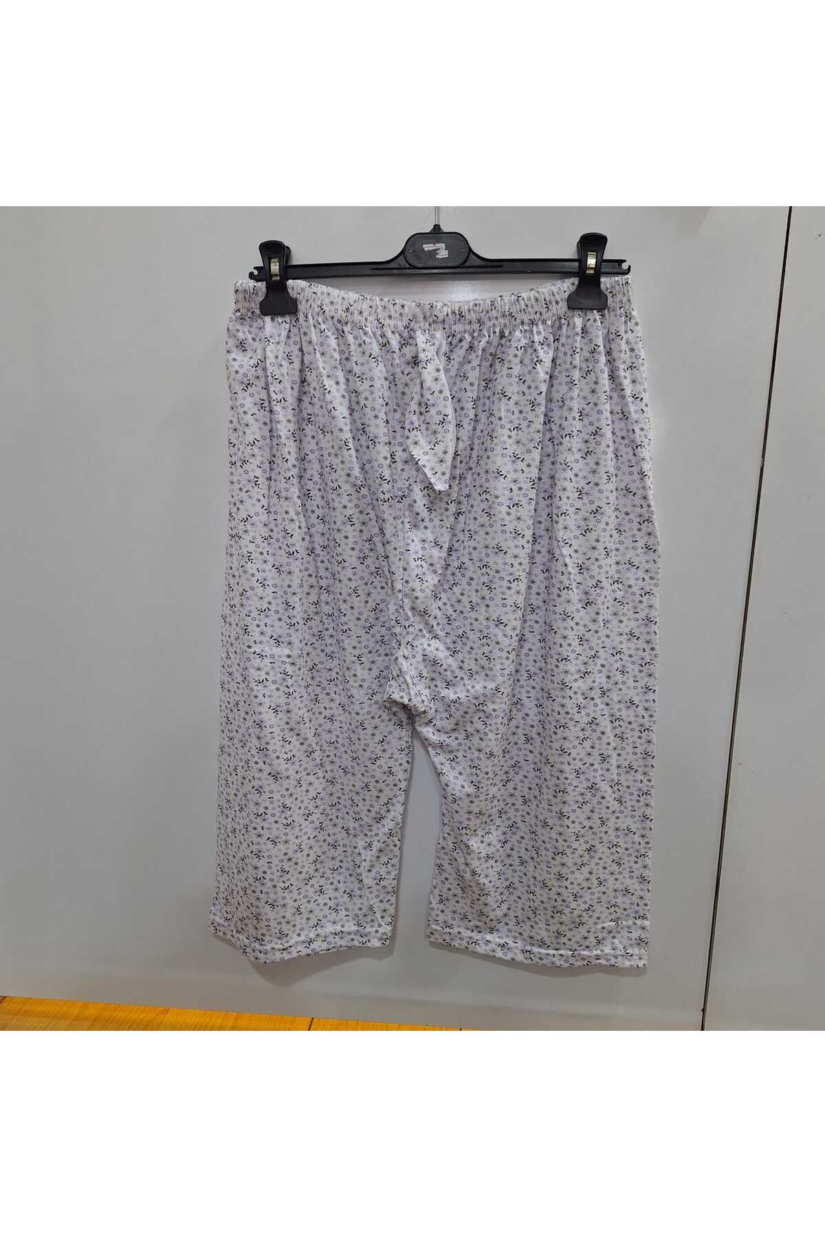 NUR TEKSTİL Kadın anne desenli Pamuklu penye Paçalı Don Ağlı büyük beden Pijama Paçalı boy uzunluk 70 cm