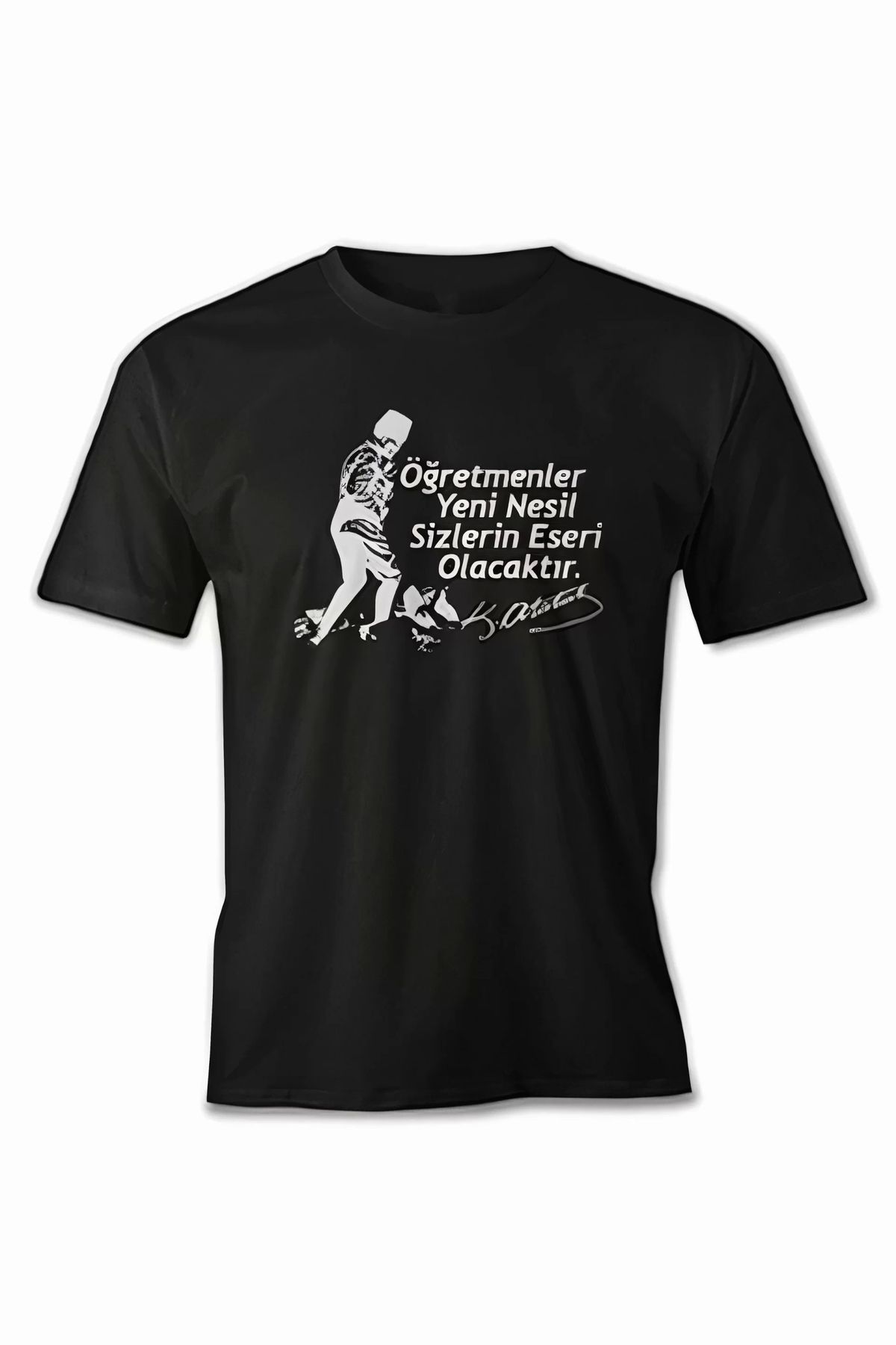 Robahood 24 Kasım Öğretmenler Baskılı T-shirt - Siyah