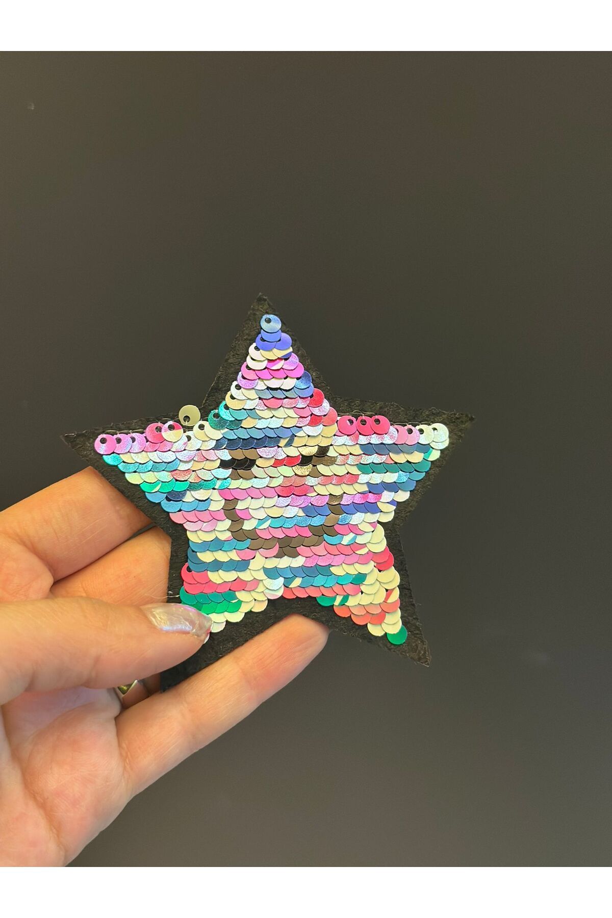 Gönülden Tasarım ÜTÜ İLE YAPIŞAN RENKLİ GÜLEN SURAT YILDIZ ARMA 8X8 CM