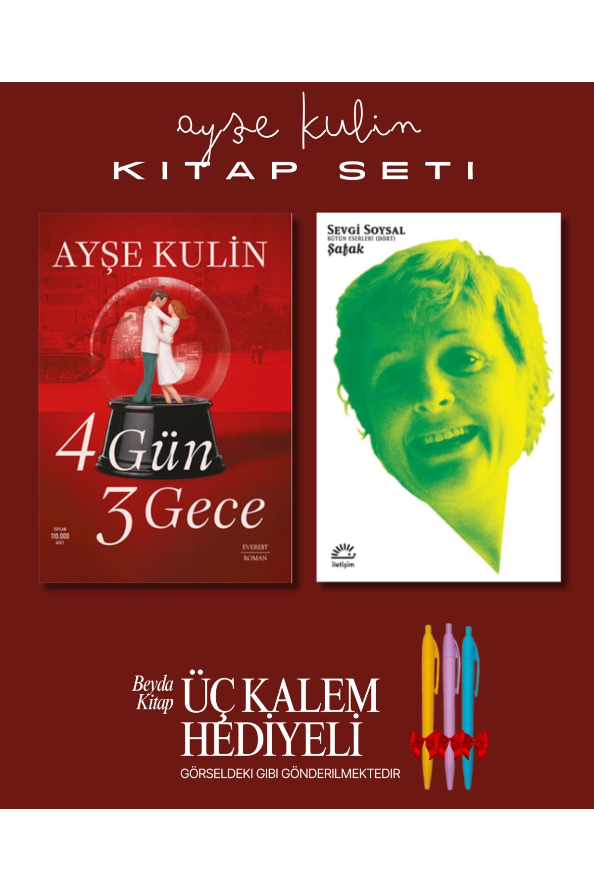 Everest Yayınları 4 Gün 3 Gece - Şafak - Ayşe Kulin - Kitap Seti - Üç Kalem Hediyeli
