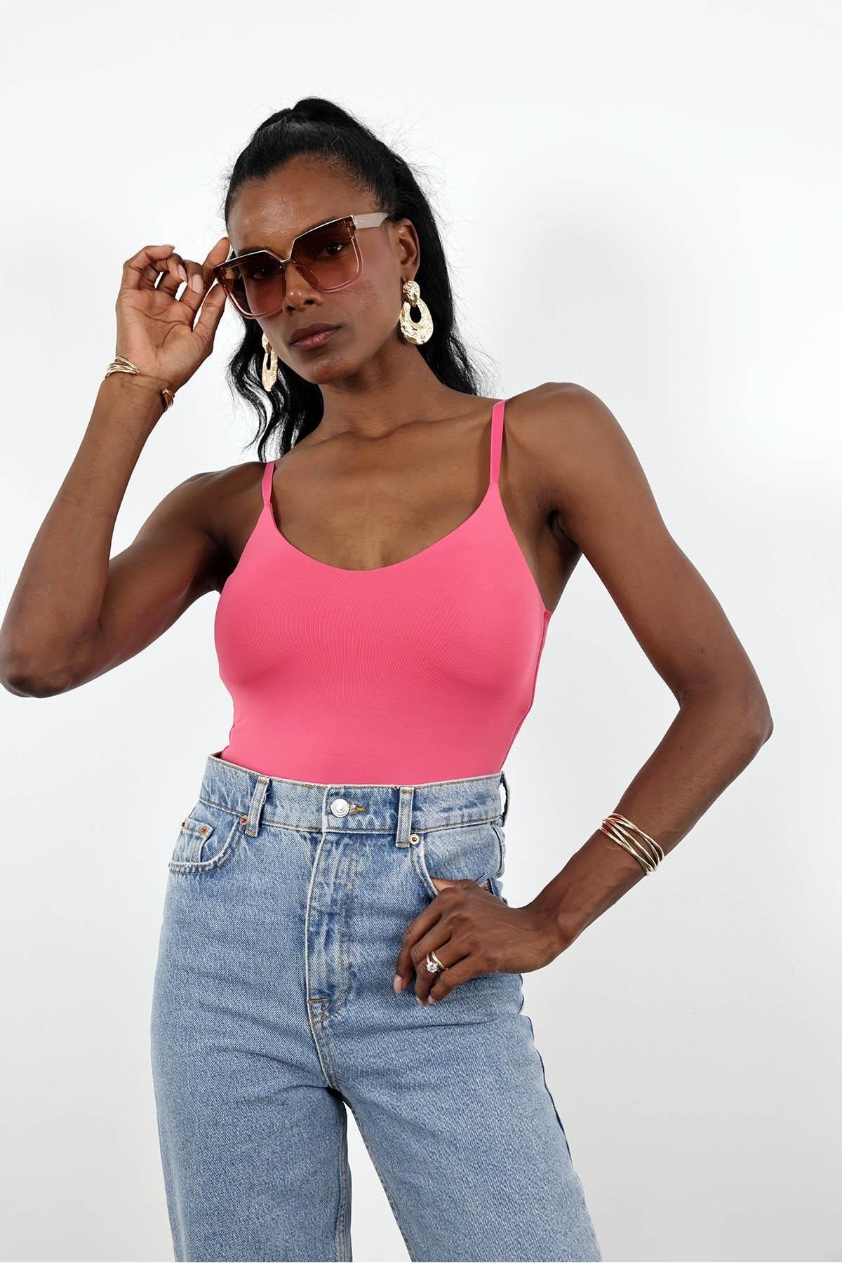 5in1Canpolat Fuşya Ayarlanabilir Askılı Bodysuit