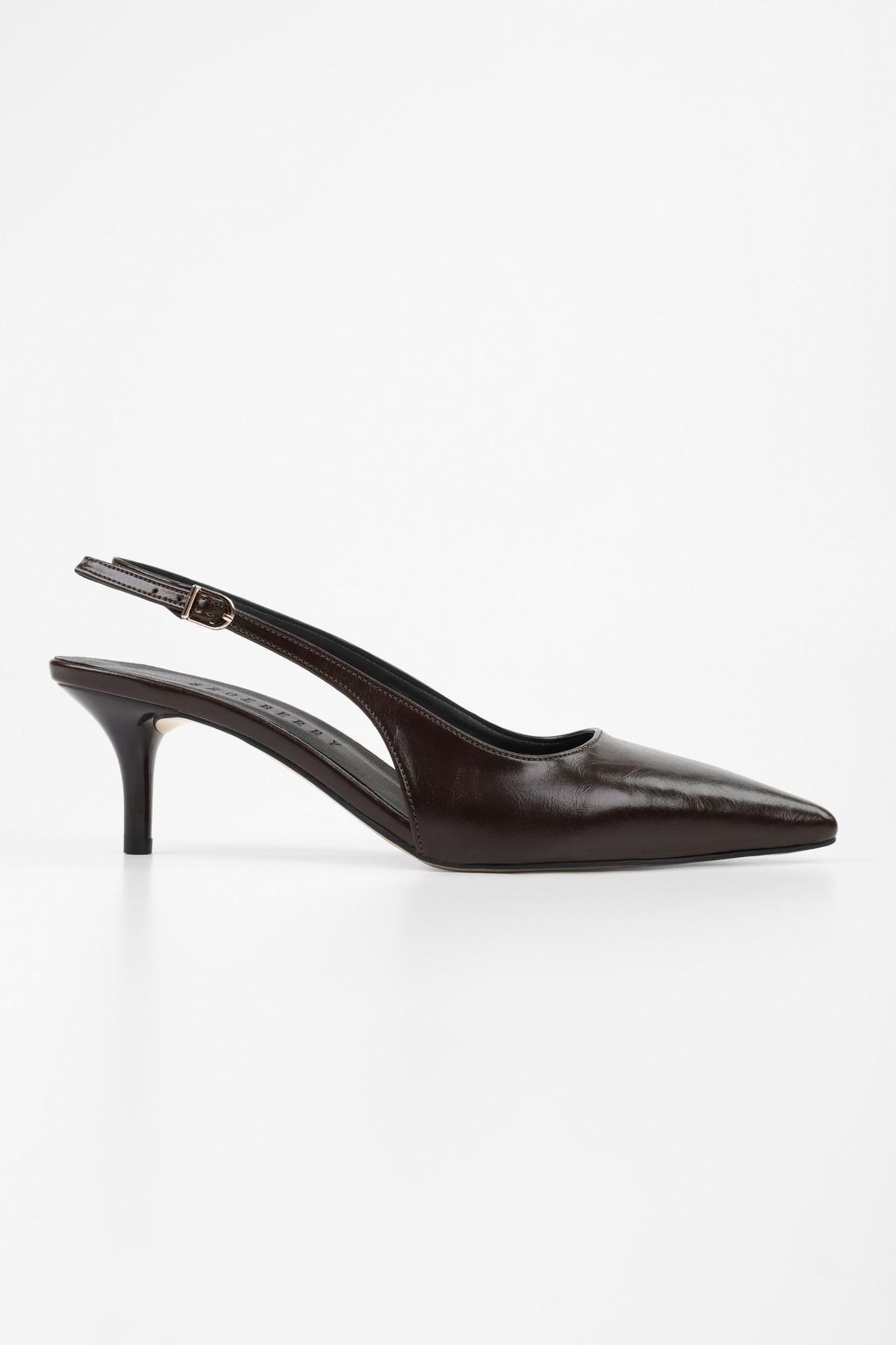 Shoeberry Kadın Estelle Acı Kahve Cilt Stiletto
