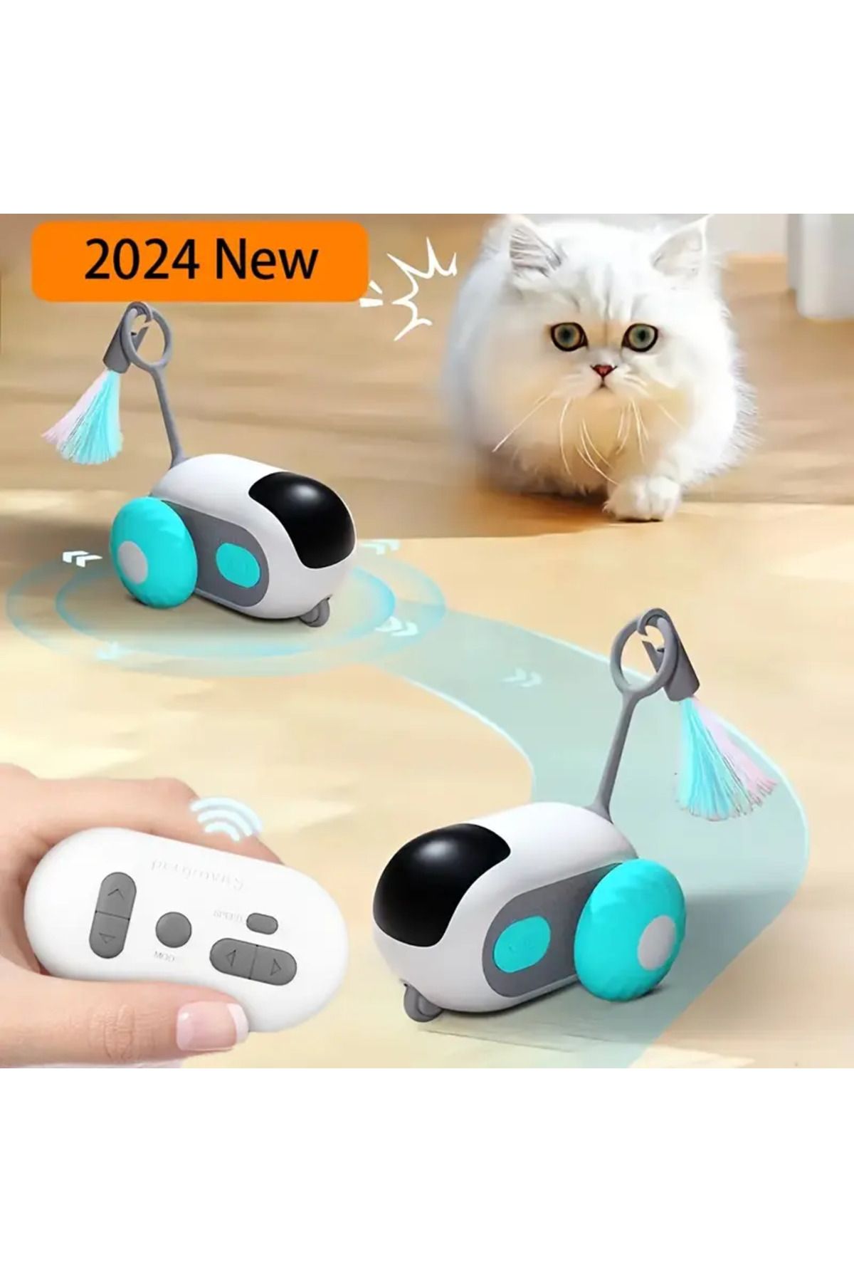 Wilderro Gear Şarjlı Uzaktan Kumandalı Kedi Oyuncağı | 3 Modlu | USB Type-C Şarjlı | Hareketli Oyuncak