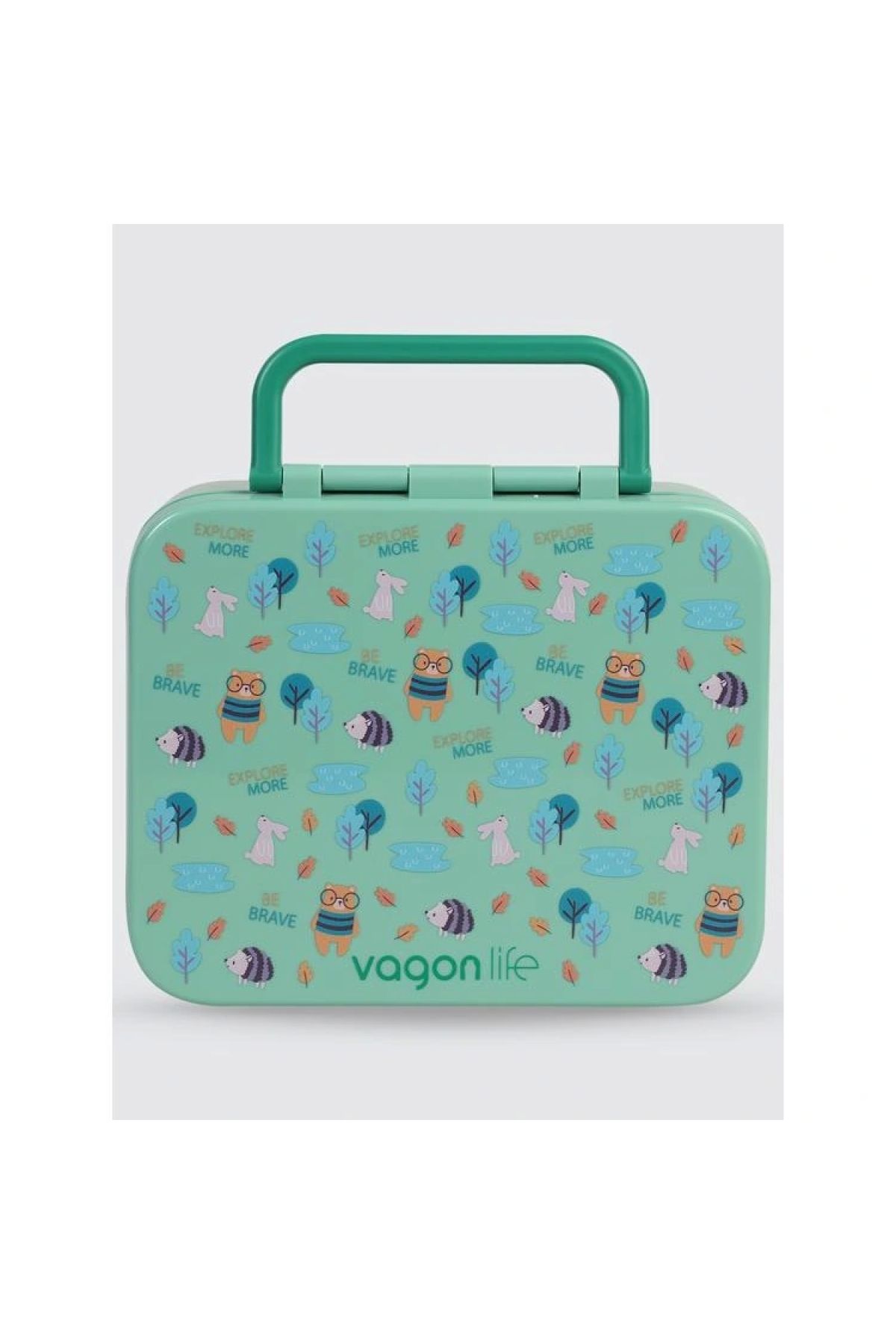 Uzspace Vgn-092 3 Bölmeli Tutma Saplı Yemek Kabı - Lunch Box 1000 ml Yeşil