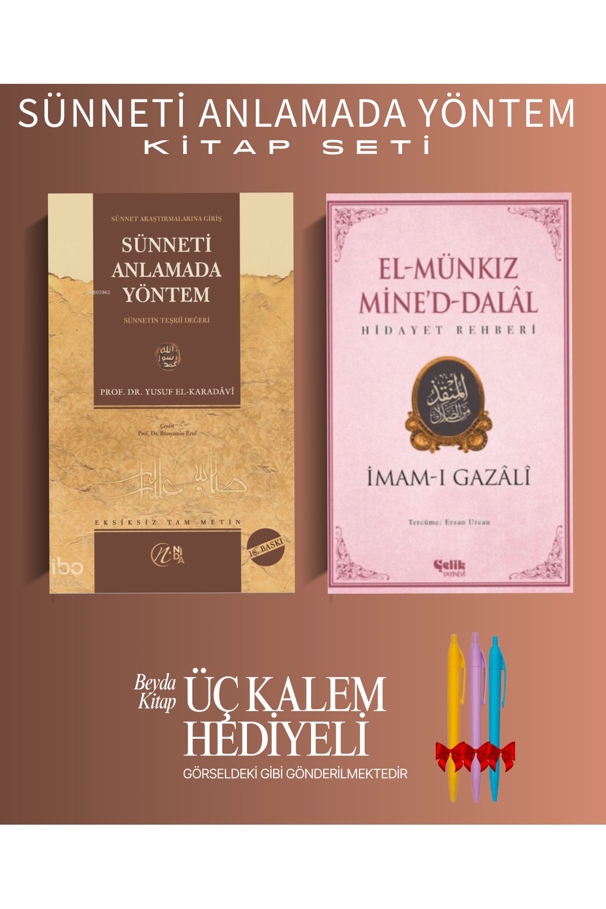 Nida Yayıncılık Sünneti Anlamada Yöntem - El Munkız Mined Dalal - Kitap Seti - Kalem Hediyeli