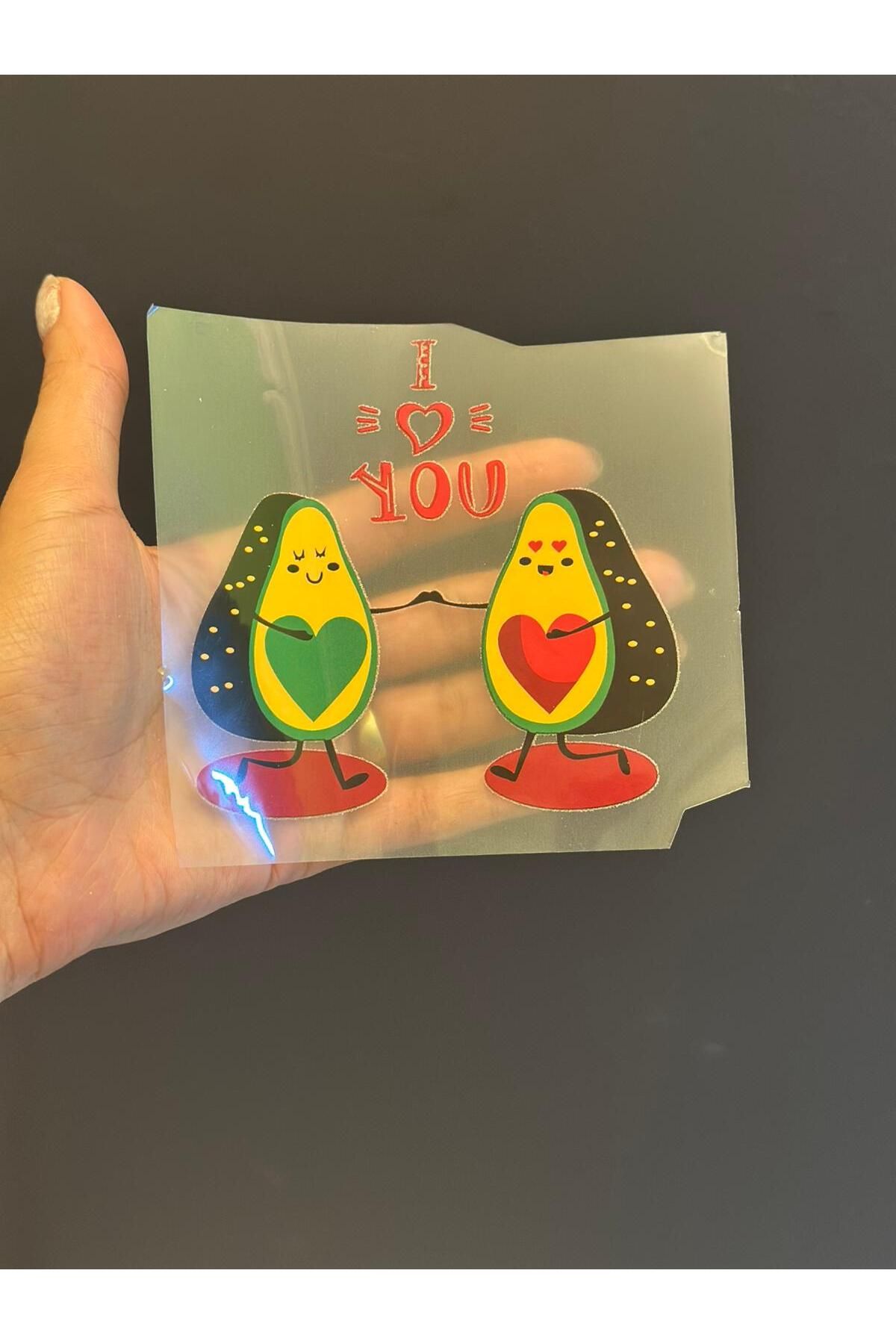 Gönülden Tasarım İKİLİ AŞIK AVAKADO TRANSFER BASKI ARMA 10X10 CM